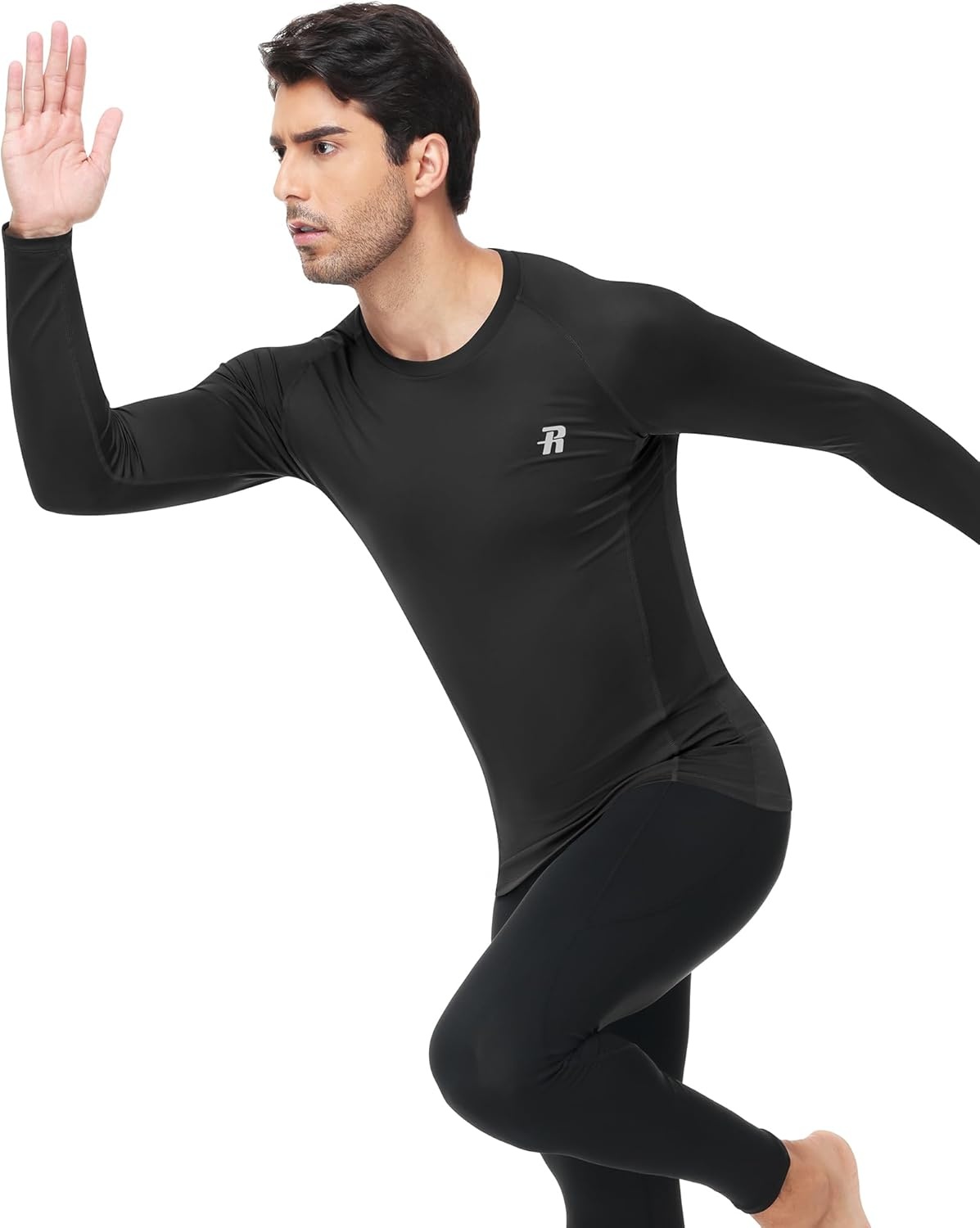 image:imageRunhit Compression Shirts for Men Long Sleeve Cool Dry Workout Undershirts Athletic Running Base Layer Top for Sports Gym2 PackblackBlack