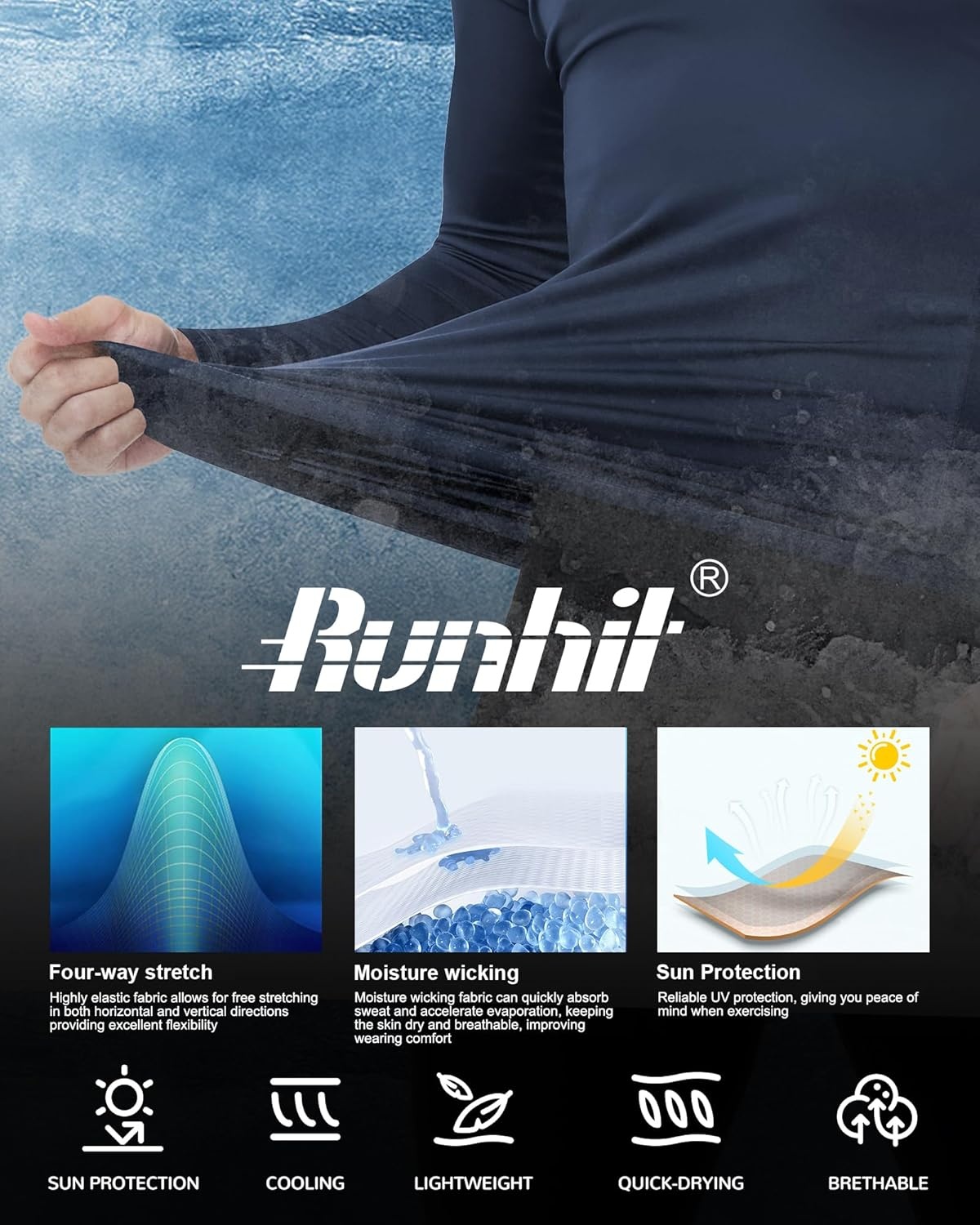 image:imageRunhit Compression Shirts for Men Long Sleeve Cool Dry Workout Undershirts Athletic Running Base Layer Top for Sports Gym2 PackblackNavy