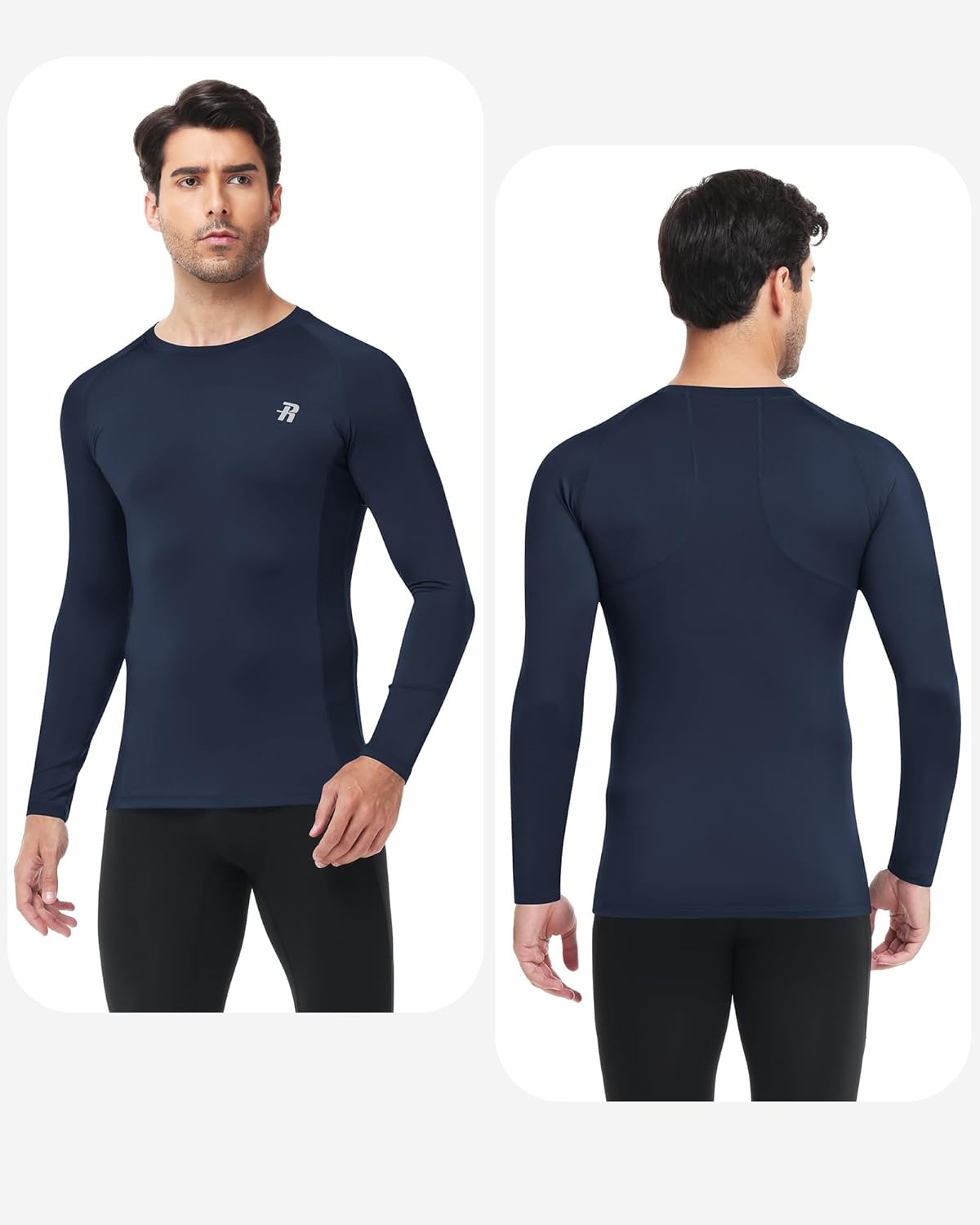 image:imageRunhit Compression Shirts for Men Long Sleeve Cool Dry Workout Undershirts Athletic Running Base Layer Top for Sports Gym2 PackblackNavy