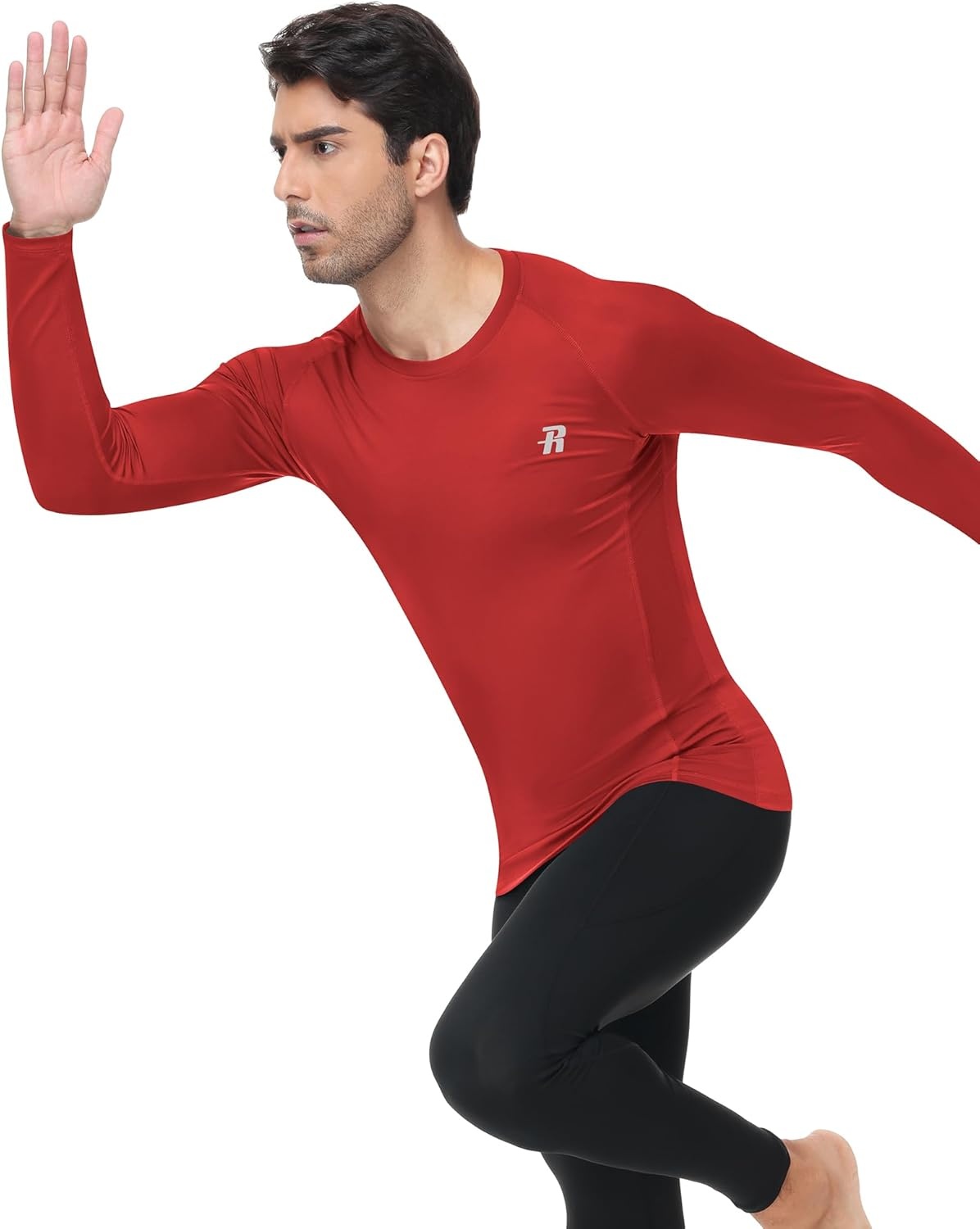 image:imageRunhit Compression Shirts for Men Long Sleeve Cool Dry Workout Undershirts Athletic Running Base Layer Top for Sports Gym2 PackblackRed