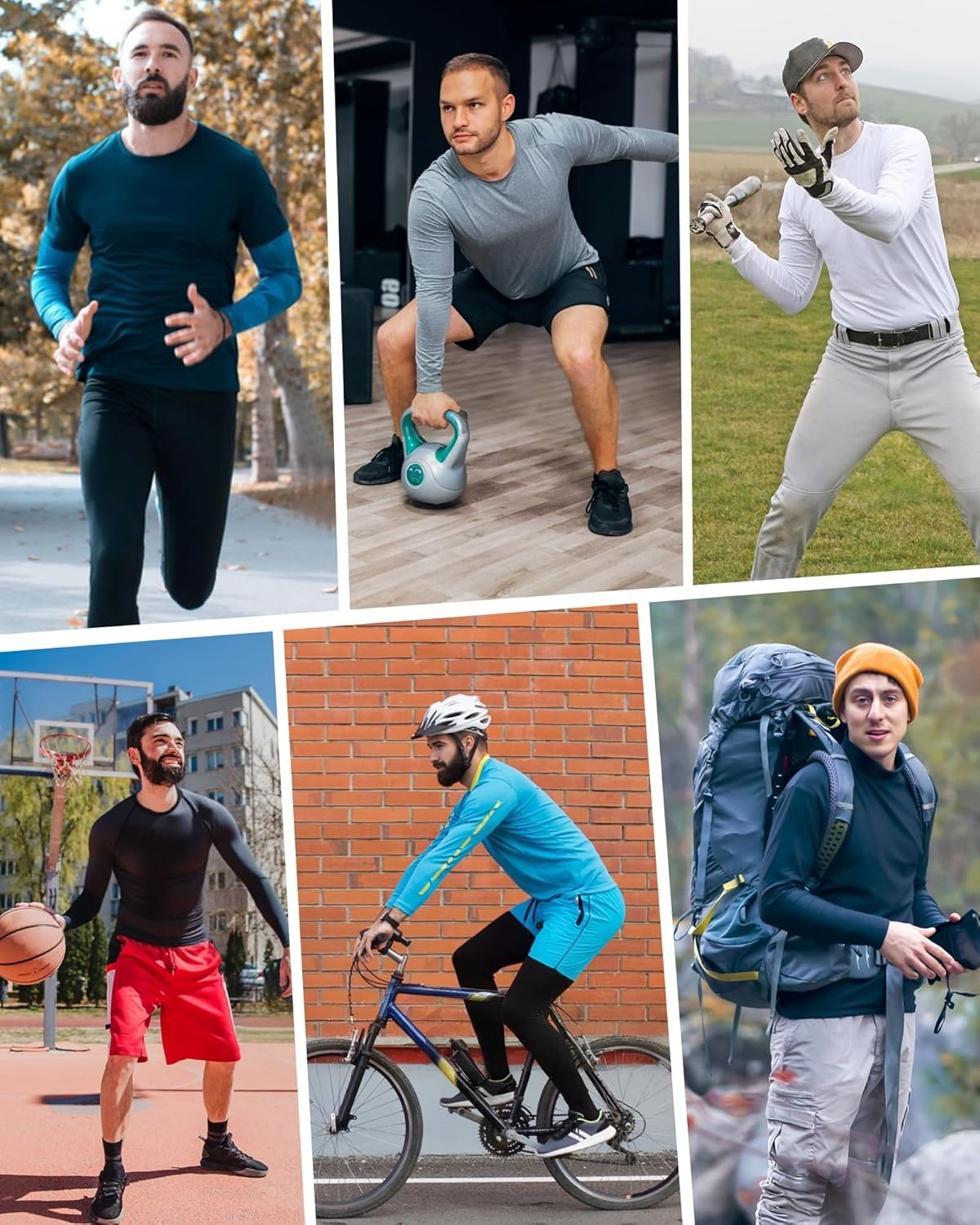 image:imageRunhit Compression Shirts for Men Long Sleeve Cool Dry Workout Undershirts Athletic Running Base Layer Top for Sports Gym2 PackblackWhite