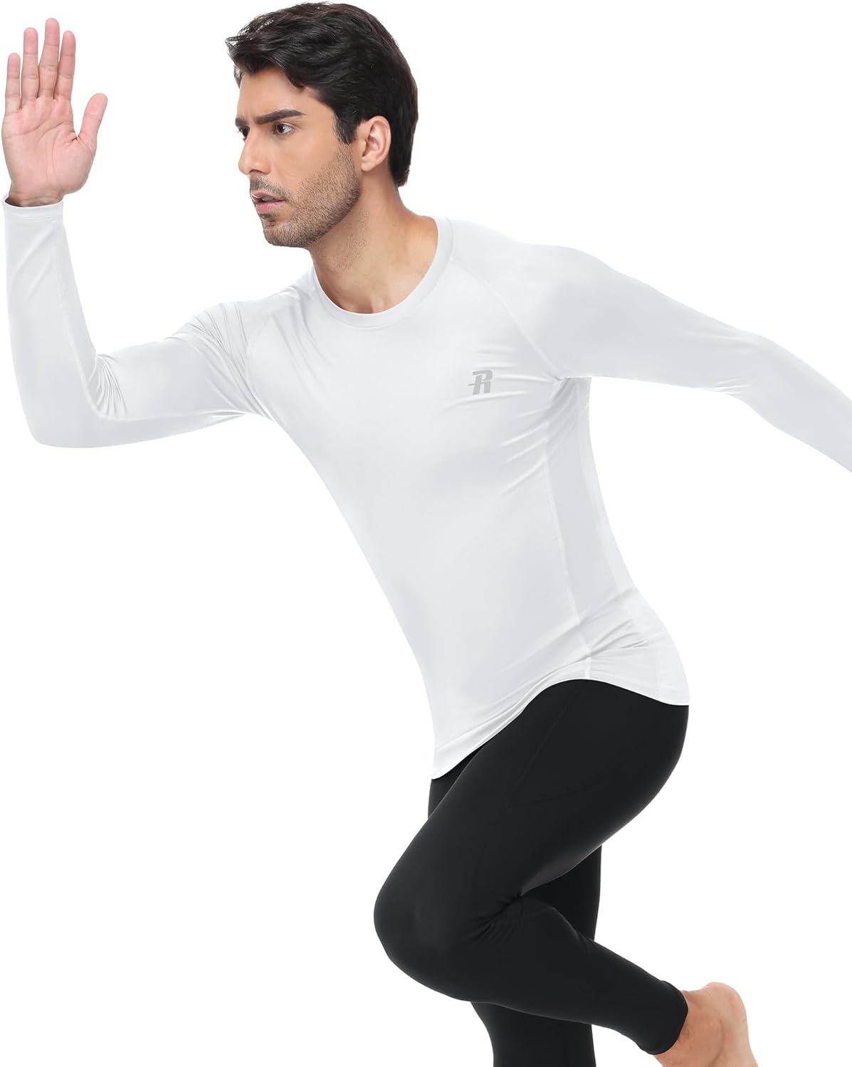 image:imageRunhit Compression Shirts for Men Long Sleeve Cool Dry Workout Undershirts Athletic Running Base Layer Top for Sports Gym2 PackwhiteWhite