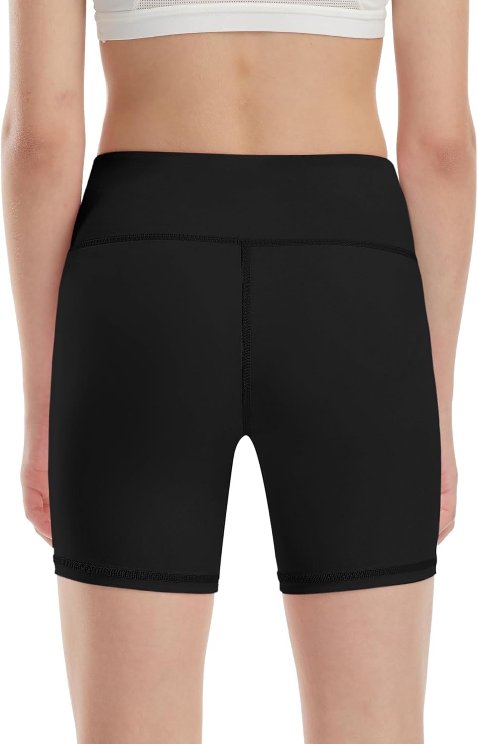 image:imageRunhit Girls Volleyball Shorts 5 Youth Spandex Biker Shorts Kids V Cross Waist Compression Dance Athletic ShortsBlack
