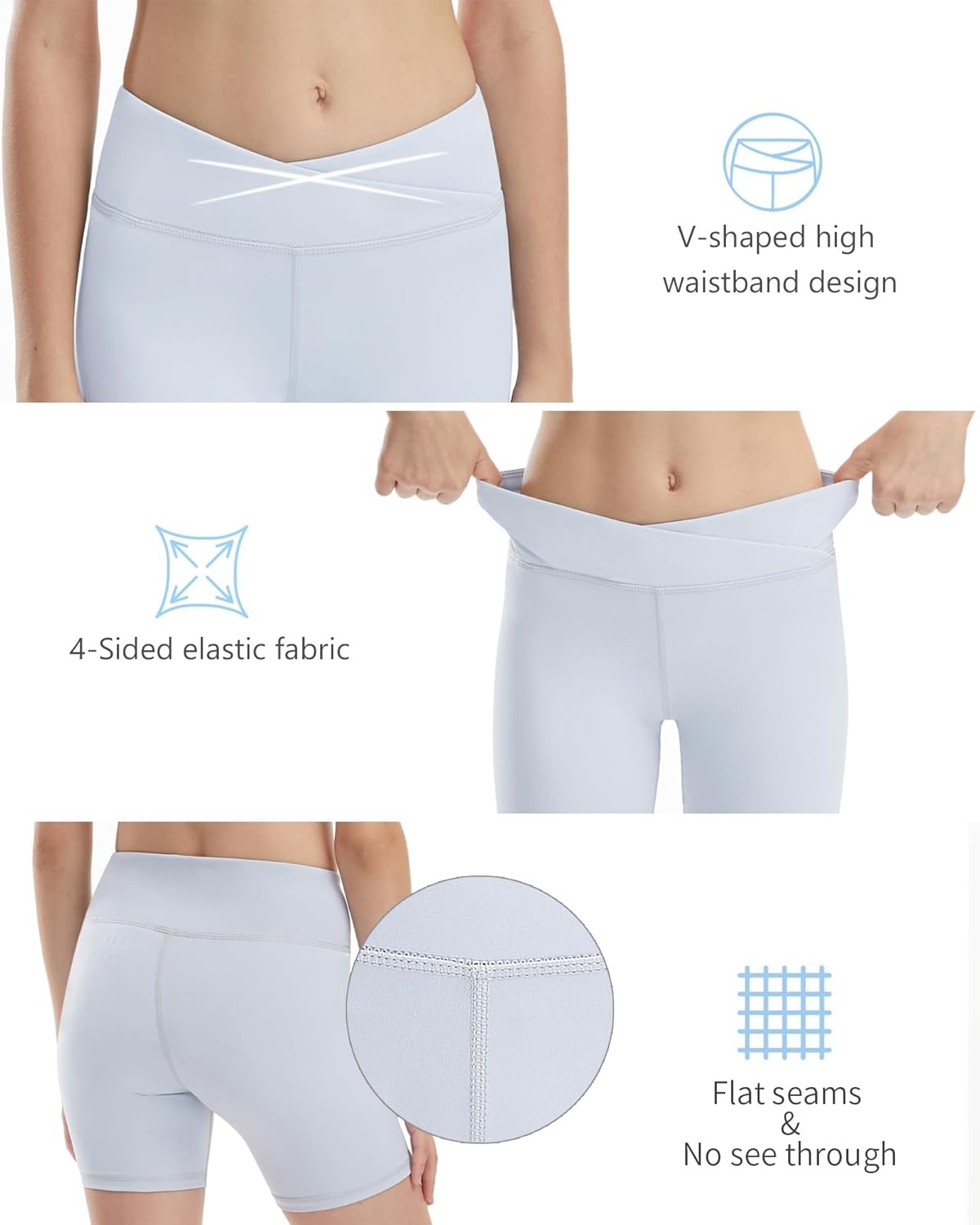 image:imageRunhit Girls Volleyball Shorts 5 Youth Spandex Biker Shorts Kids V Cross Waist Compression Dance Athletic ShortsBlue
