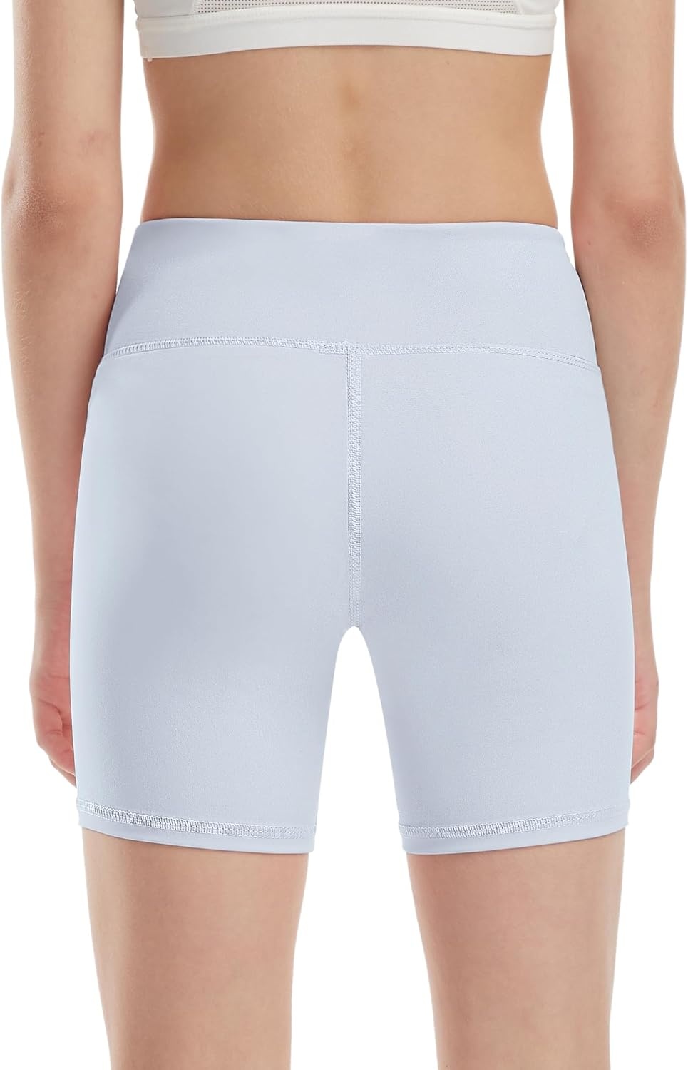 image:imageRunhit Girls Volleyball Shorts 5 Youth Spandex Biker Shorts Kids V Cross Waist Compression Dance Athletic ShortsBlue