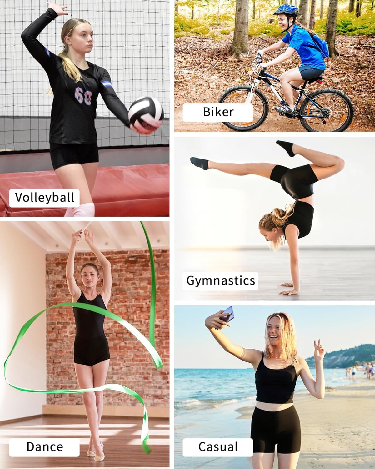 image:imageRunhit Girls Volleyball Shorts 5 Youth Spandex Biker Shorts Kids V Cross Waist Compression Dance Athletic ShortsNavy