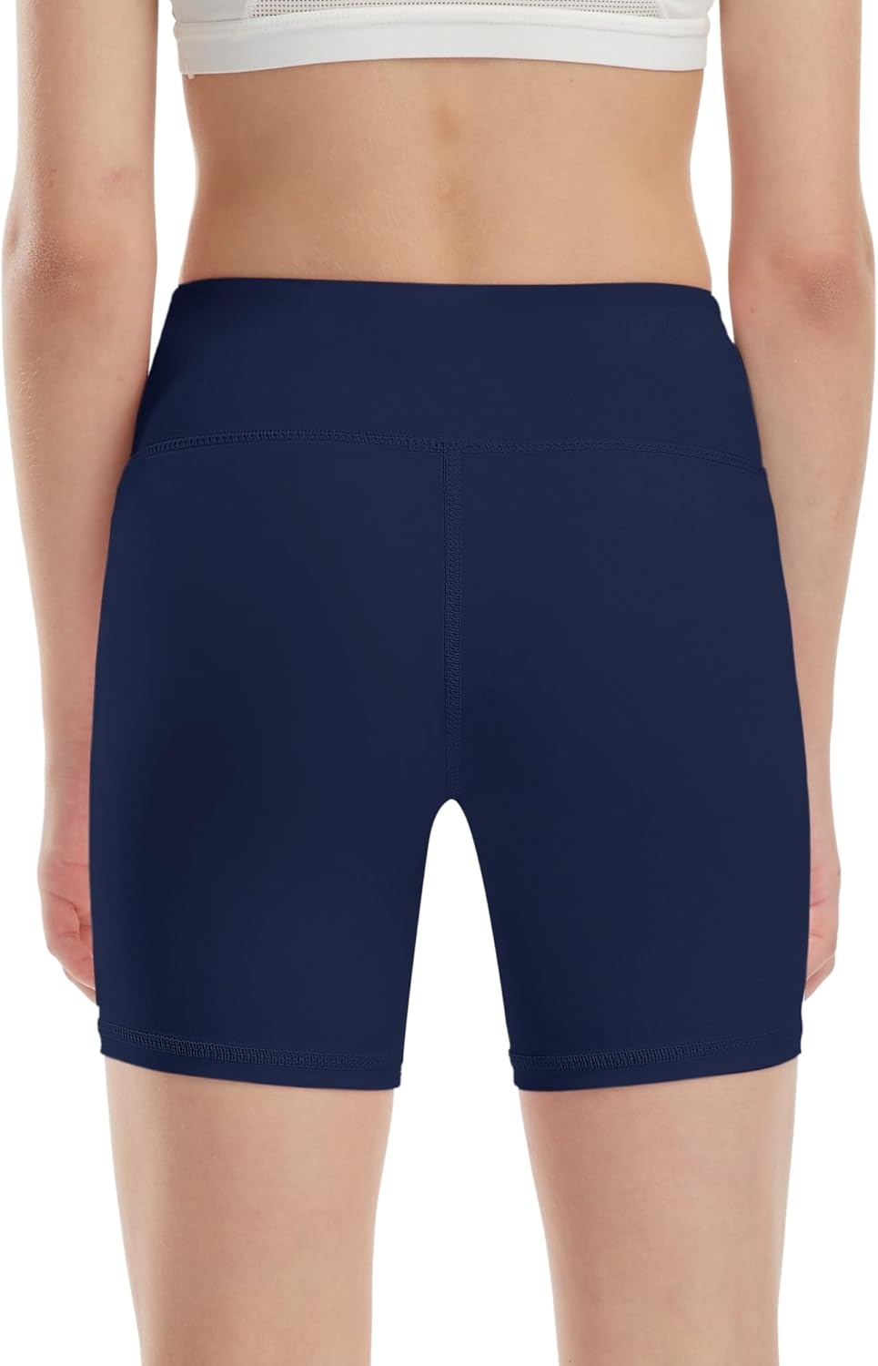 image:imageRunhit Girls Volleyball Shorts 5 Youth Spandex Biker Shorts Kids V Cross Waist Compression Dance Athletic ShortsNavy
