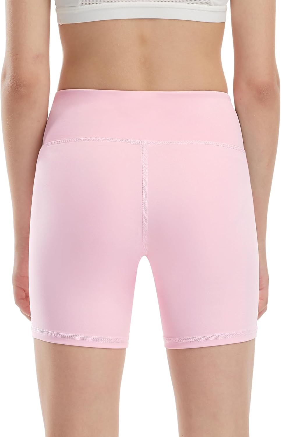 image:imageRunhit Girls Volleyball Shorts 5 Youth Spandex Biker Shorts Kids V Cross Waist Compression Dance Athletic ShortsPink