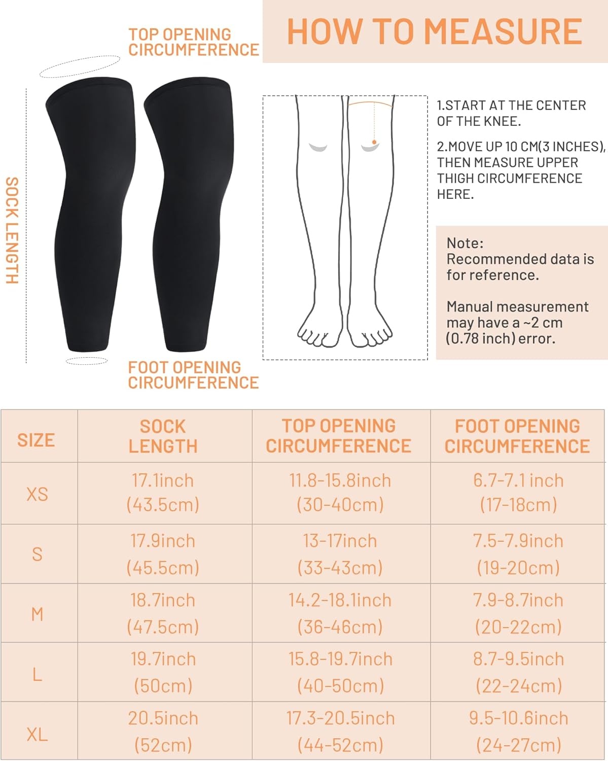 image:imageRunhit Kids Basketball Leg Sleeve Youth Long Compression Leg Sleeves Full Length UV Protection for Soccer Football2 Pairs Whiteblack