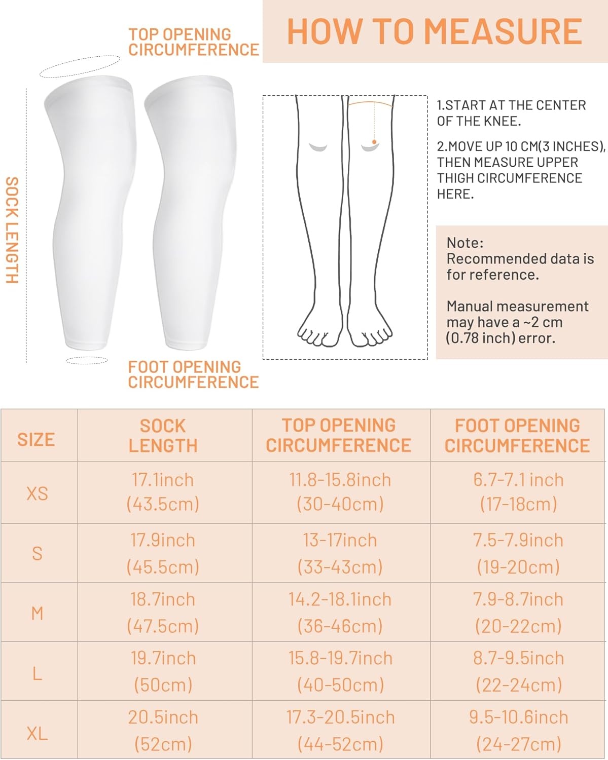 image:imageRunhit Kids Basketball Leg Sleeve Youth Long Compression Leg Sleeves Full Length UV Protection for Soccer Football2 Pairs Whitewhite