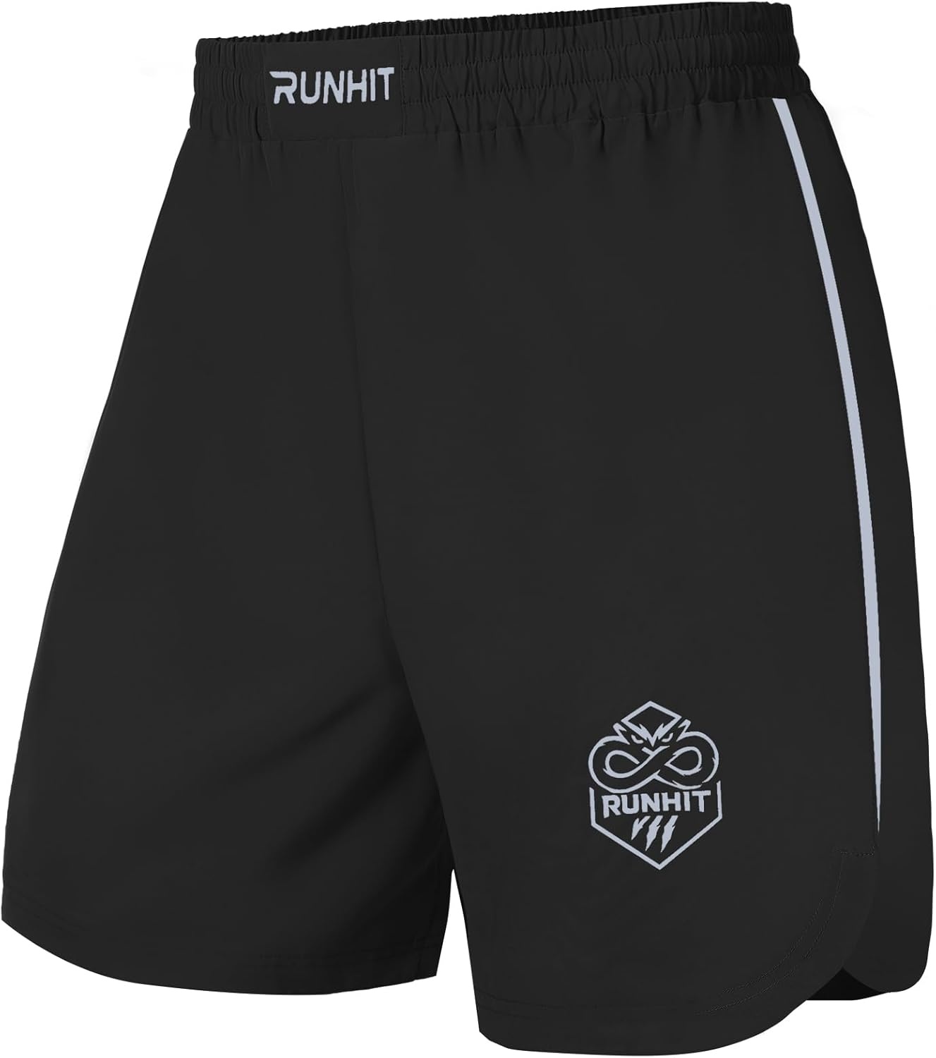image:imageRunhit Kids MMA BJJ Wrestling Shorts Youth Boys No Gi Grappling Shorts for Boxing Jiu Jitsu Muay Thai TrainingBlack
