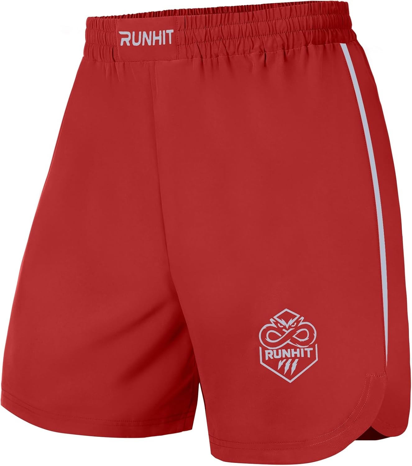 image:imageRunhit Kids MMA BJJ Wrestling Shorts Youth Boys No Gi Grappling Shorts for Boxing Jiu Jitsu Muay Thai TrainingRed