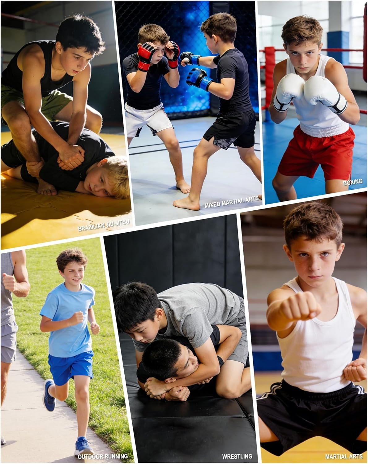 image:imageRunhit Kids MMA BJJ Wrestling Shorts Youth Boys No Gi Grappling Shorts for Boxing Jiu Jitsu Muay Thai TrainingRed