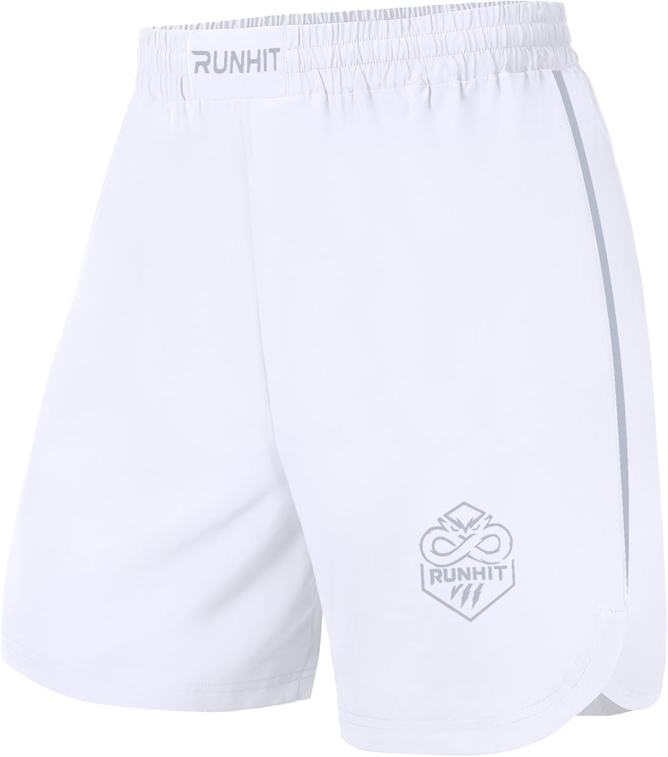 image:imageRunhit Kids MMA BJJ Wrestling Shorts Youth Boys No Gi Grappling Shorts for Boxing Jiu Jitsu Muay Thai TrainingWhite