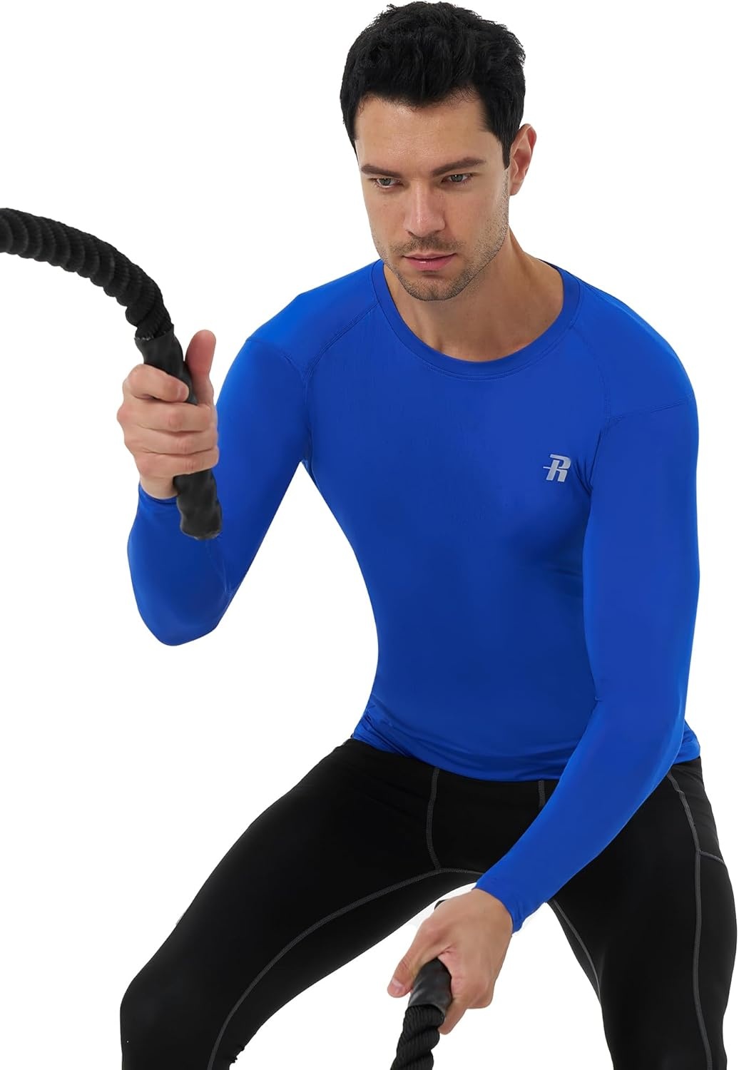 image:imageRunhit Long Sleeve Compression Shirts for Men UPF 50 Mens Compression Shirts Running Athletic Workout Base LayerBlue