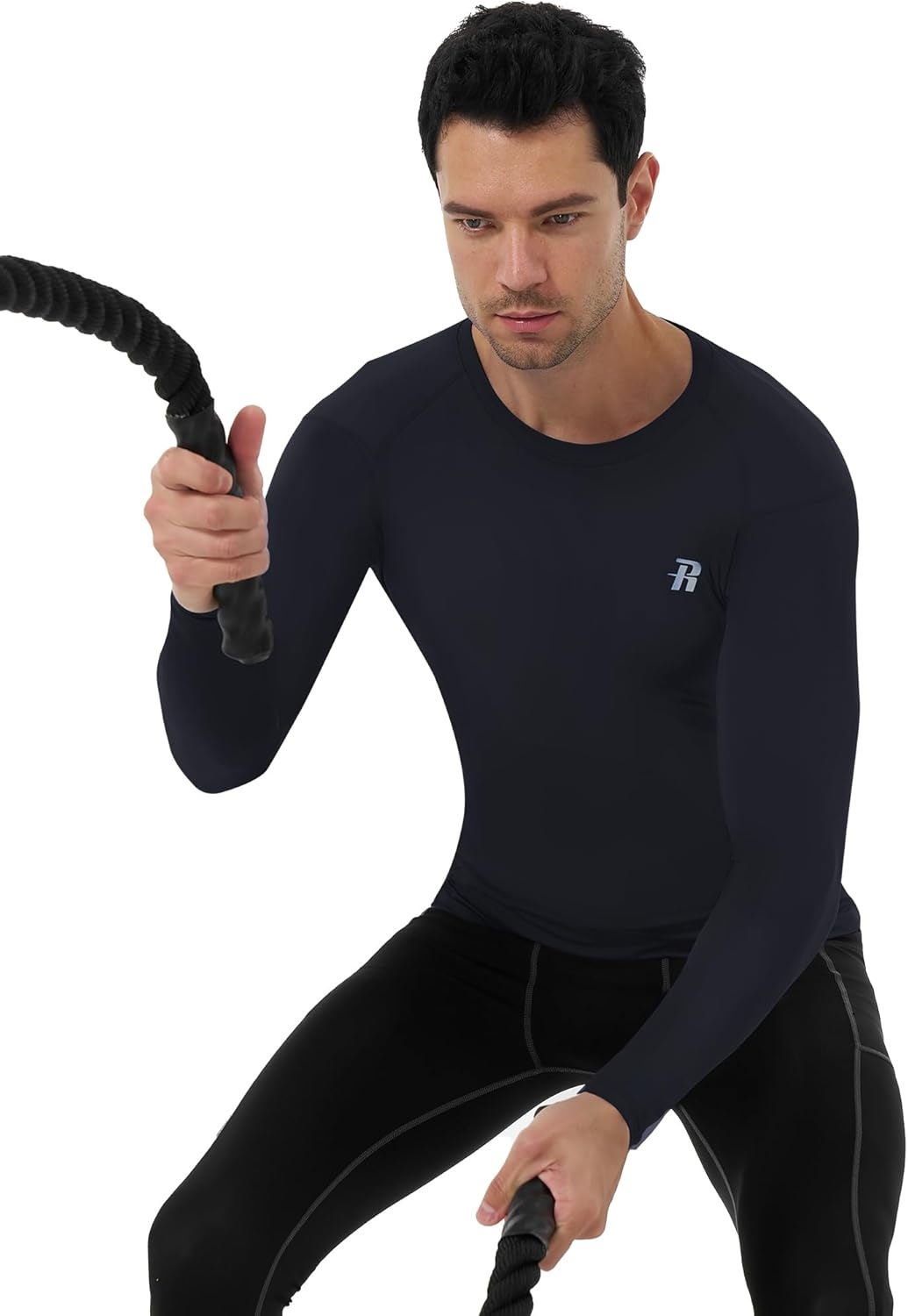 image:imageRunhit Long Sleeve Compression Shirts for Men UPF 50 Mens Compression Shirts Running Athletic Workout Base LayerNavy