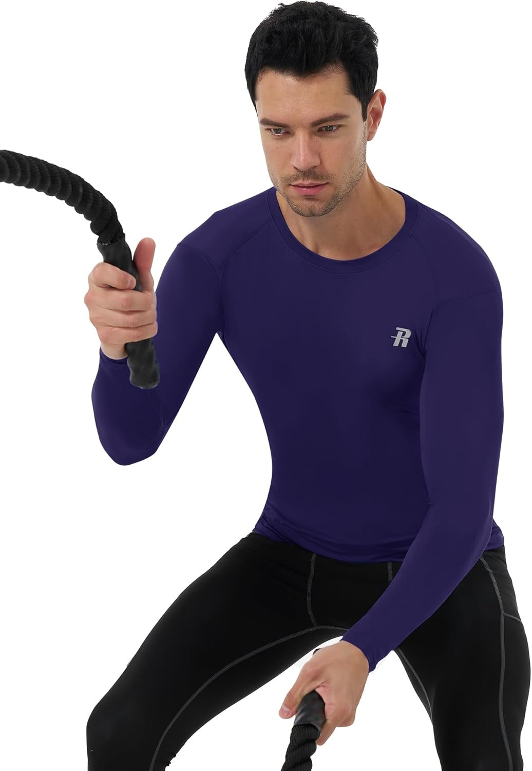 image:imageRunhit Long Sleeve Compression Shirts for Men UPF 50 Mens Compression Shirts Running Athletic Workout Base LayerPurple