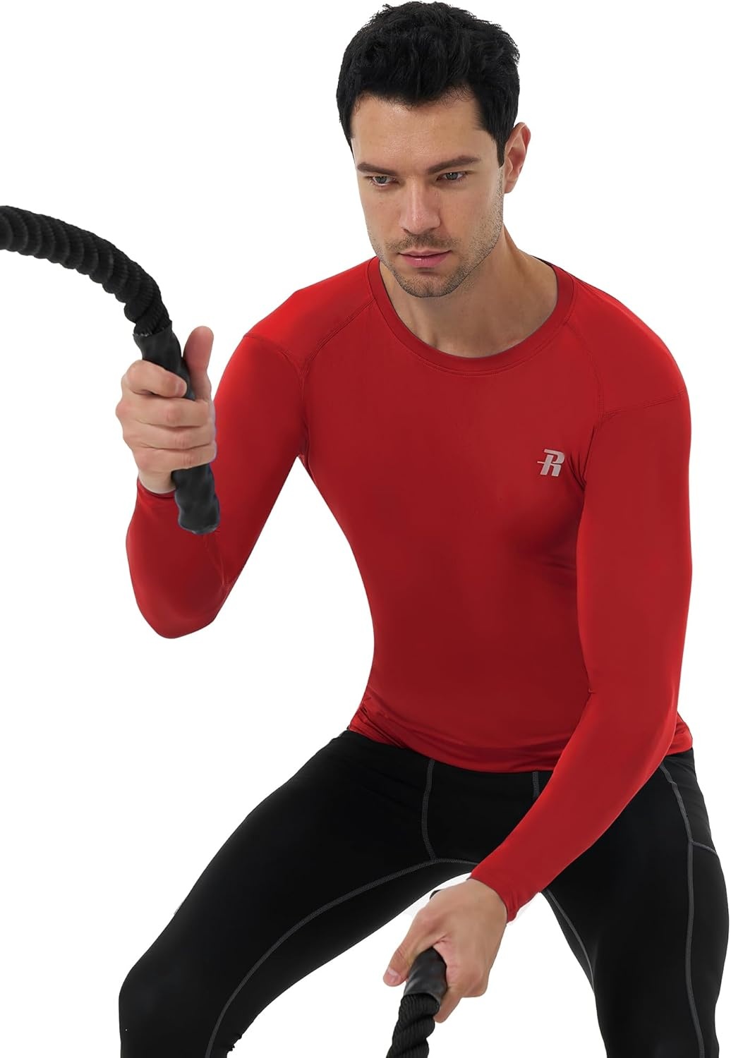 image:imageRunhit Long Sleeve Compression Shirts for Men UPF 50 Mens Compression Shirts Running Athletic Workout Base LayerRed