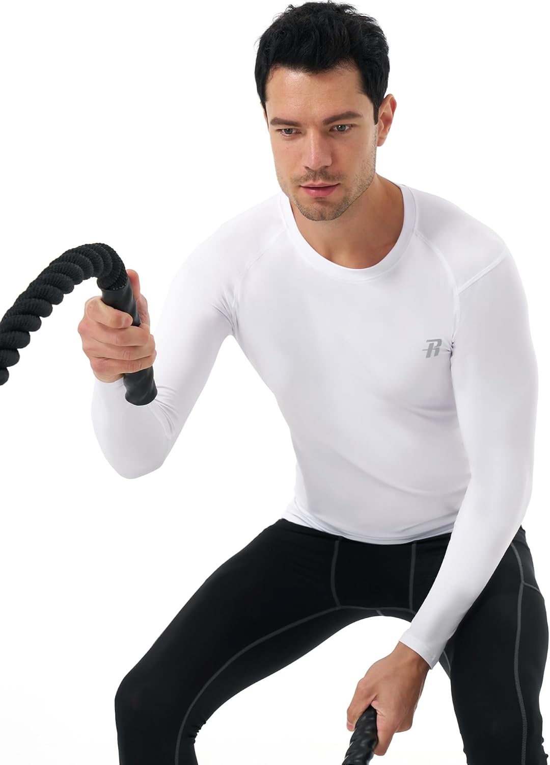 image:imageRunhit Long Sleeve Compression Shirts for Men UPF 50 Mens Compression Shirts Running Athletic Workout Base LayerWhite