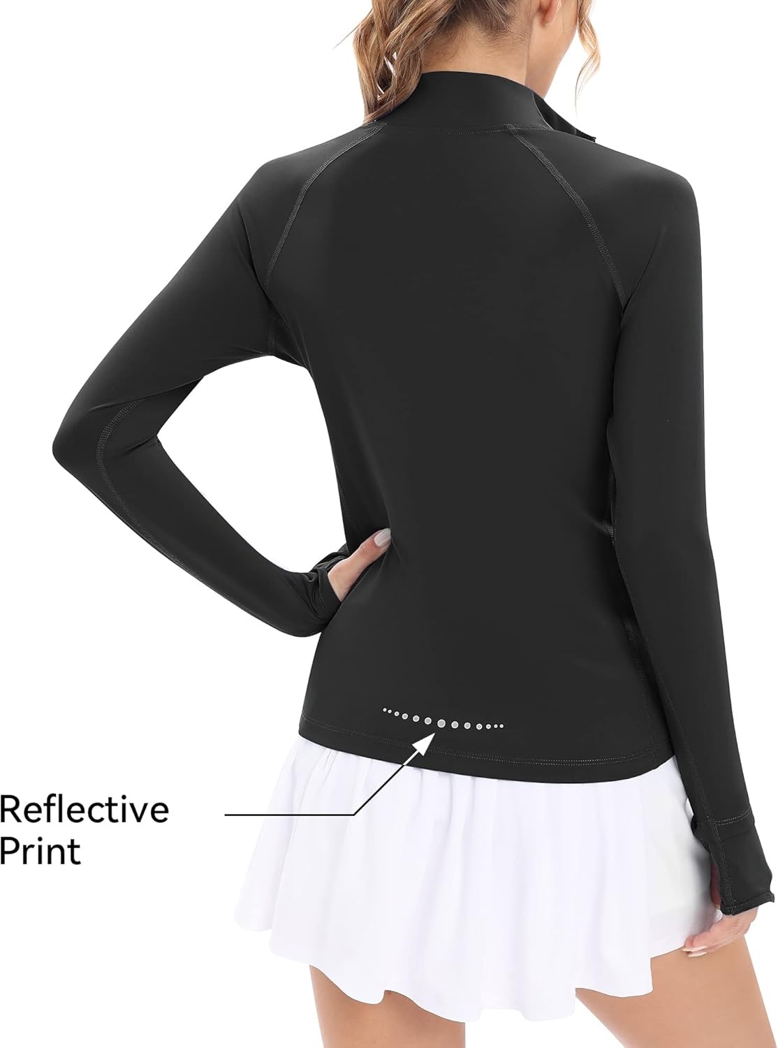 image:imageRunhit Long Sleeve Golf Shirts Women Zip Pullover UPF 50 Sun Shirts Quick Dry Hiking Tennis Running Shirts Workout TopsBlack