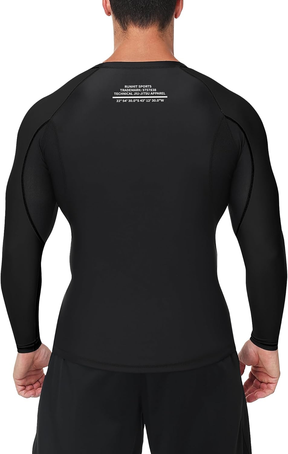 image:imageRunhit Mens BJJ Rash Guard Jiu Jitsu Compression Shirts Long Sleeve for MMA No GI Wrestling Grappling Sports Base LayerBlack