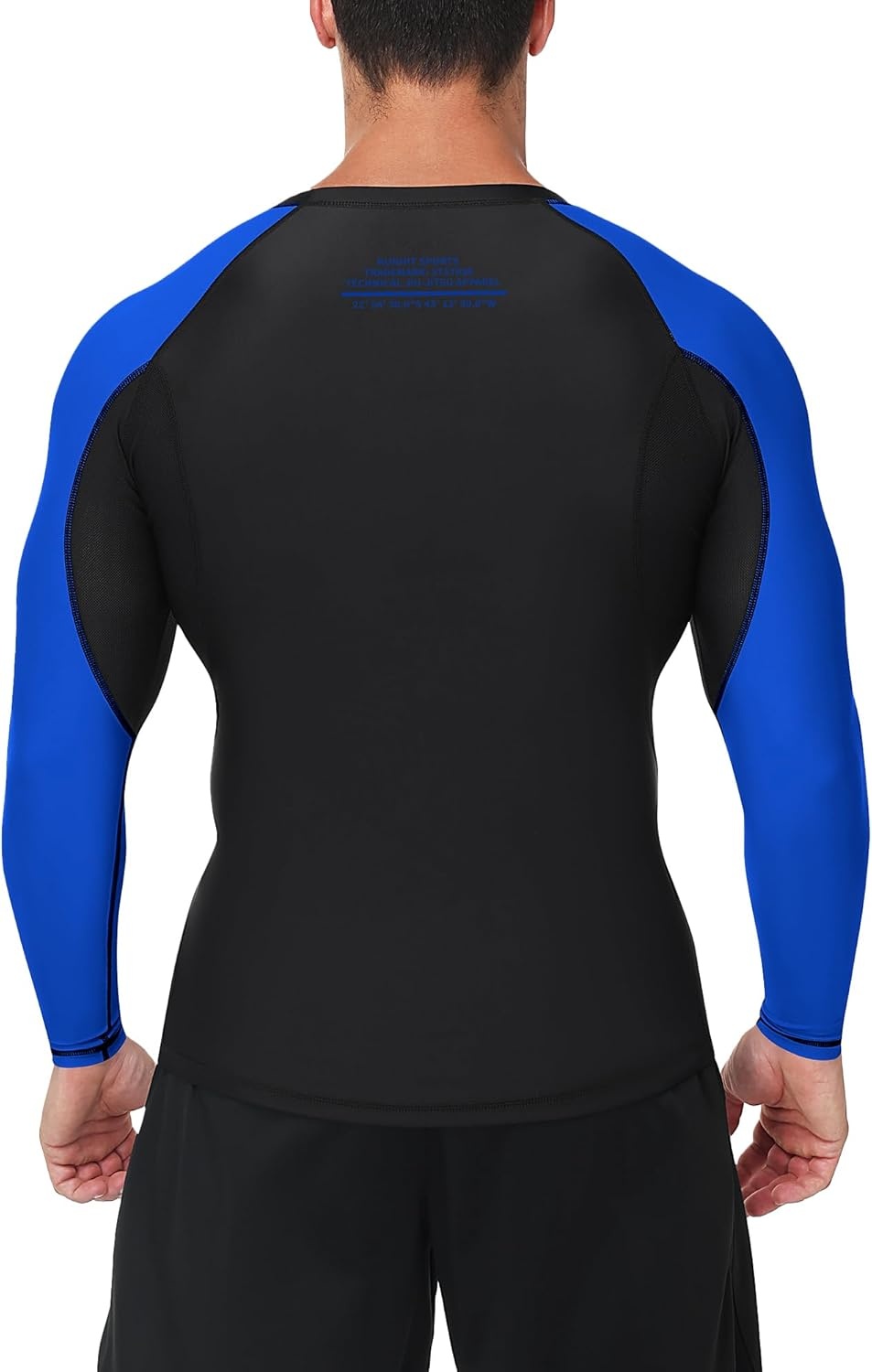 image:imageRunhit Mens BJJ Rash Guard Jiu Jitsu Compression Shirts Long Sleeve for MMA No GI Wrestling Grappling Sports Base LayerBlue