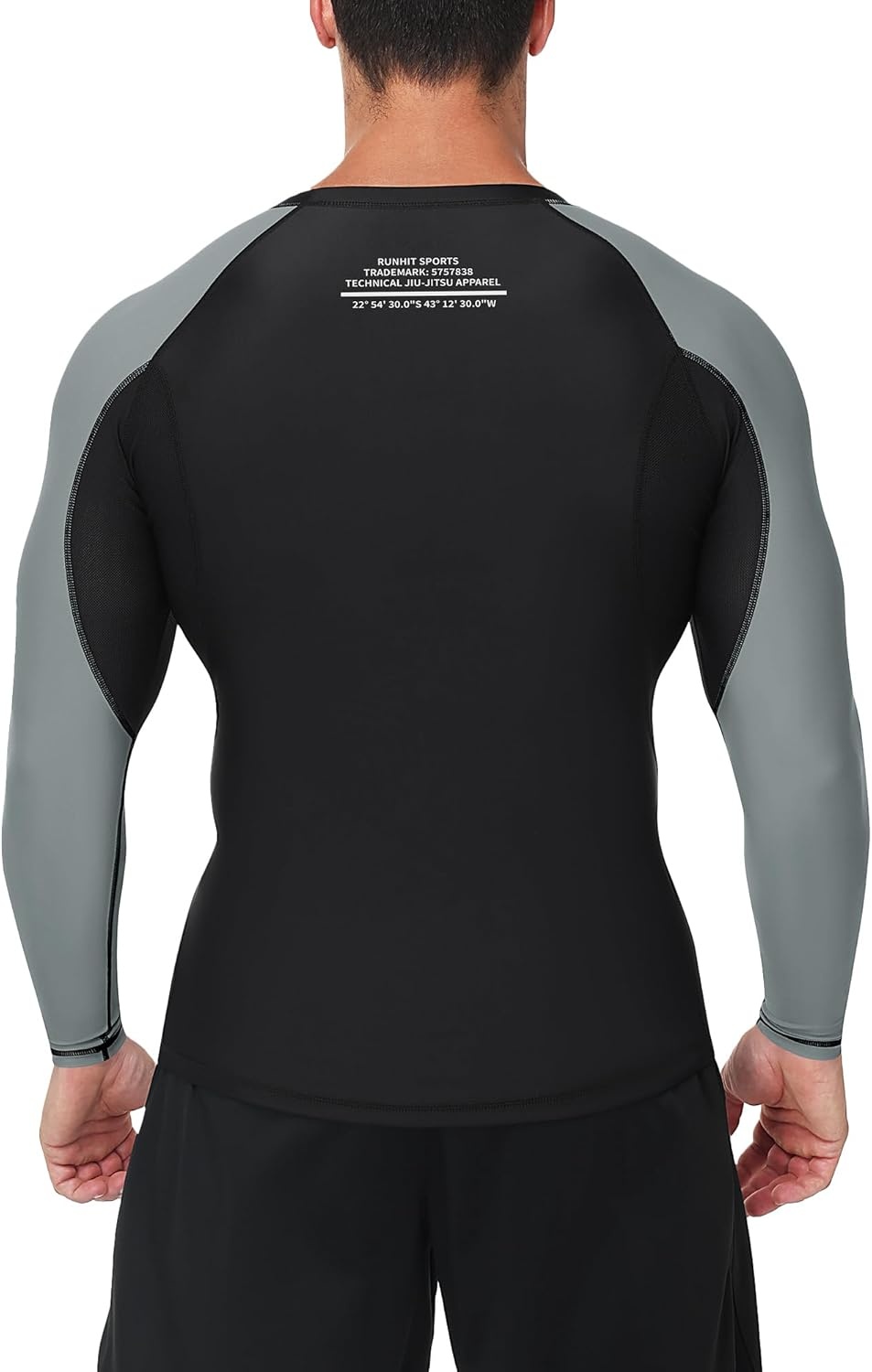 image:imageRunhit Mens BJJ Rash Guard Jiu Jitsu Compression Shirts Long Sleeve for MMA No GI Wrestling Grappling Sports Base LayerGray