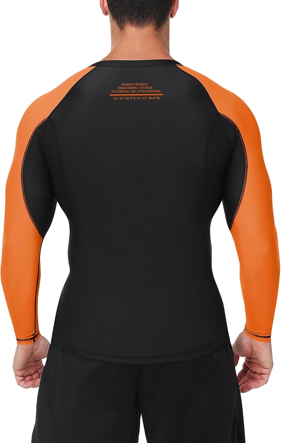 image:imageRunhit Mens BJJ Rash Guard Jiu Jitsu Compression Shirts Long Sleeve for MMA No GI Wrestling Grappling Sports Base LayerOrange