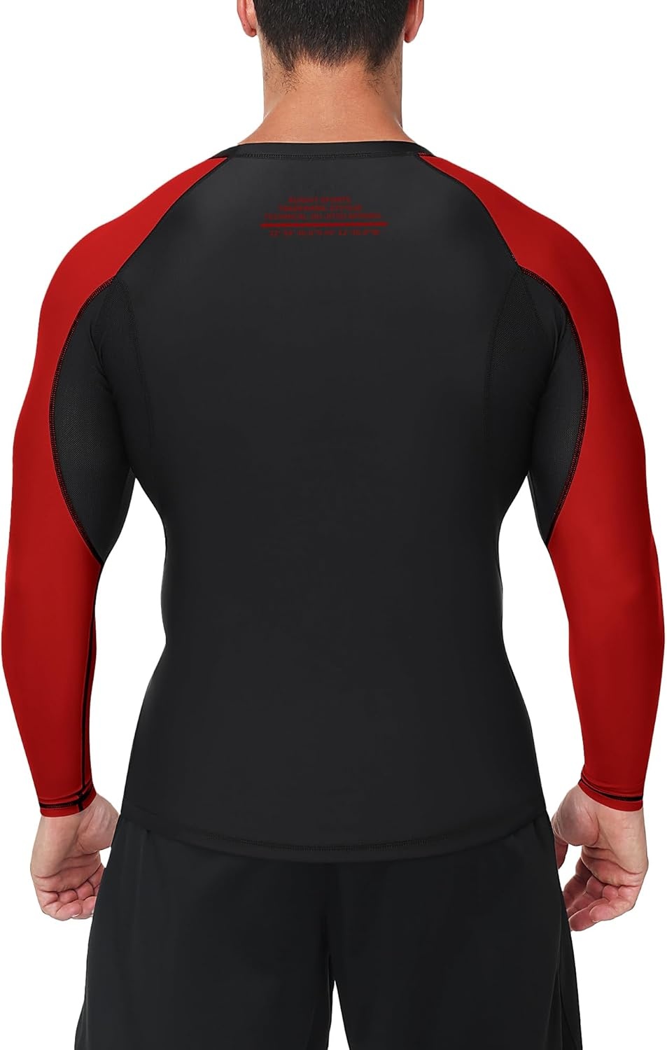 image:imageRunhit Mens BJJ Rash Guard Jiu Jitsu Compression Shirts Long Sleeve for MMA No GI Wrestling Grappling Sports Base LayerRed
