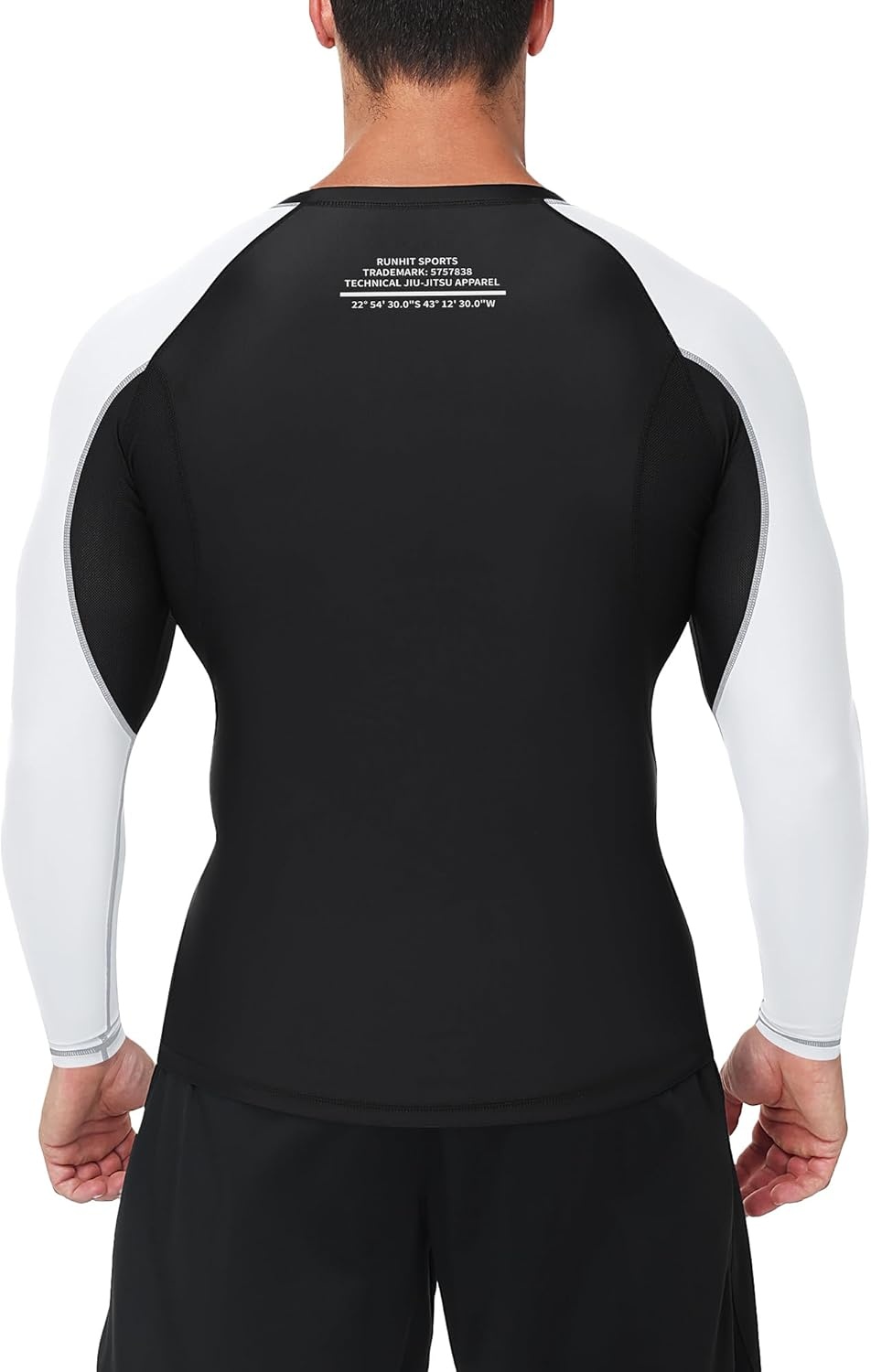 image:imageRunhit Mens BJJ Rash Guard Jiu Jitsu Compression Shirts Long Sleeve for MMA No GI Wrestling Grappling Sports Base LayerWhite