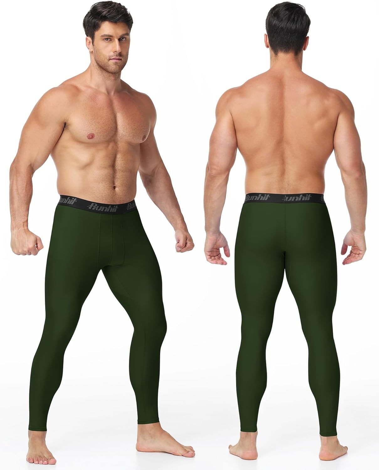 image:imageRunhit Mens BJJ Rash Guard Jiu Jitsu Compression Spats Pants No Gi MMA Leggings Martial Arts Sports Tights Base LayerArmy Gree