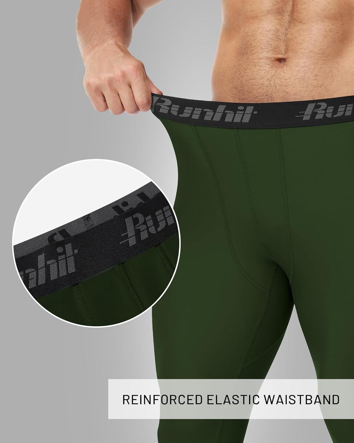 image:imageRunhit Mens BJJ Rash Guard Jiu Jitsu Compression Spats Pants No Gi MMA Leggings Martial Arts Sports Tights Base LayerArmy Gree