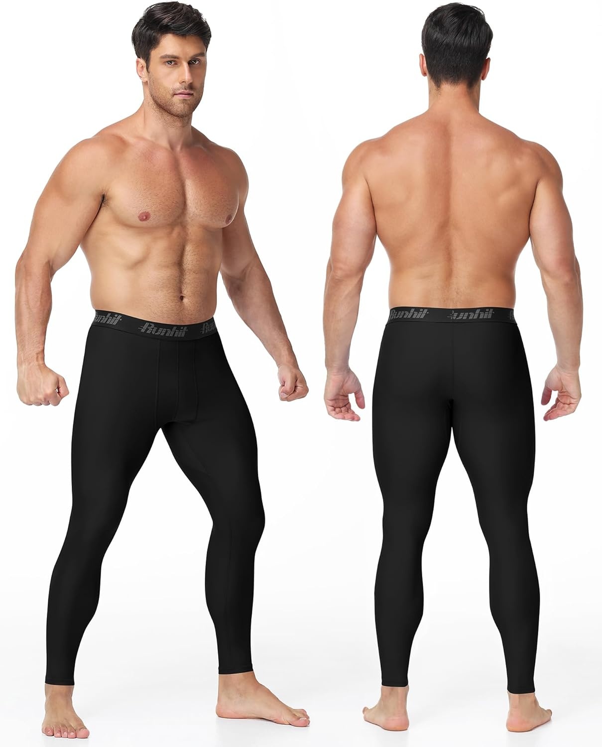 image:imageRunhit Mens BJJ Rash Guard Jiu Jitsu Compression Spats Pants No Gi MMA Leggings Martial Arts Sports Tights Base LayerBlack