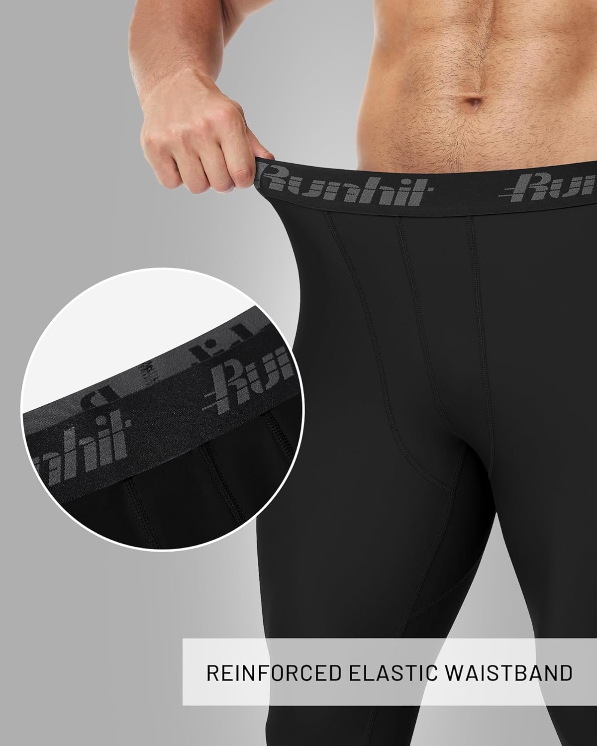 image:imageRunhit Mens BJJ Rash Guard Jiu Jitsu Compression Spats Pants No Gi MMA Leggings Martial Arts Sports Tights Base LayerBlack