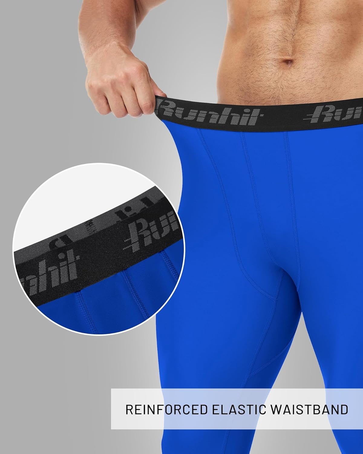 image:imageRunhit Mens BJJ Rash Guard Jiu Jitsu Compression Spats Pants No Gi MMA Leggings Martial Arts Sports Tights Base LayerBlue