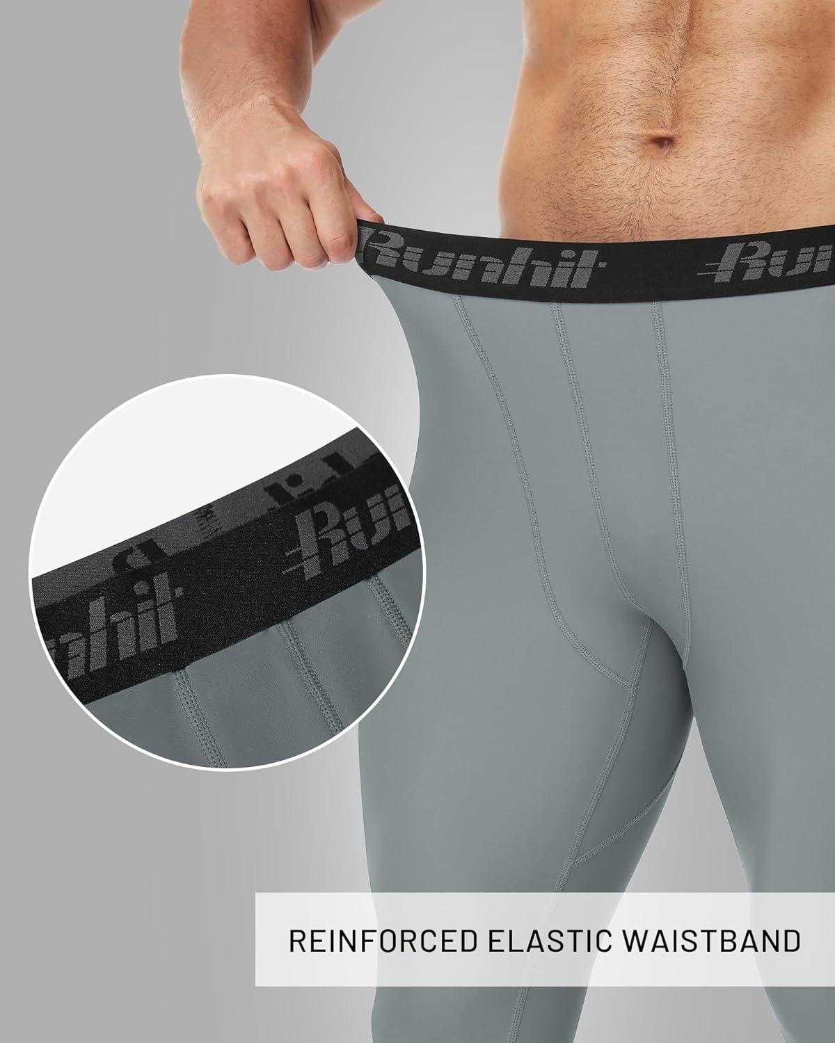 image:imageRunhit Mens BJJ Rash Guard Jiu Jitsu Compression Spats Pants No Gi MMA Leggings Martial Arts Sports Tights Base LayerGray