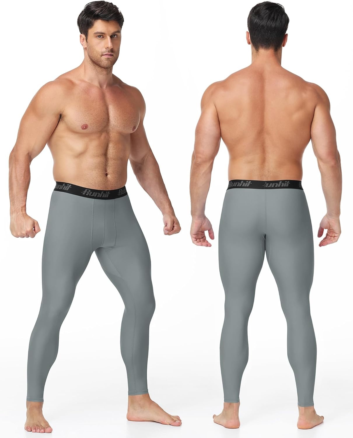 image:imageRunhit Mens BJJ Rash Guard Jiu Jitsu Compression Spats Pants No Gi MMA Leggings Martial Arts Sports Tights Base LayerGray