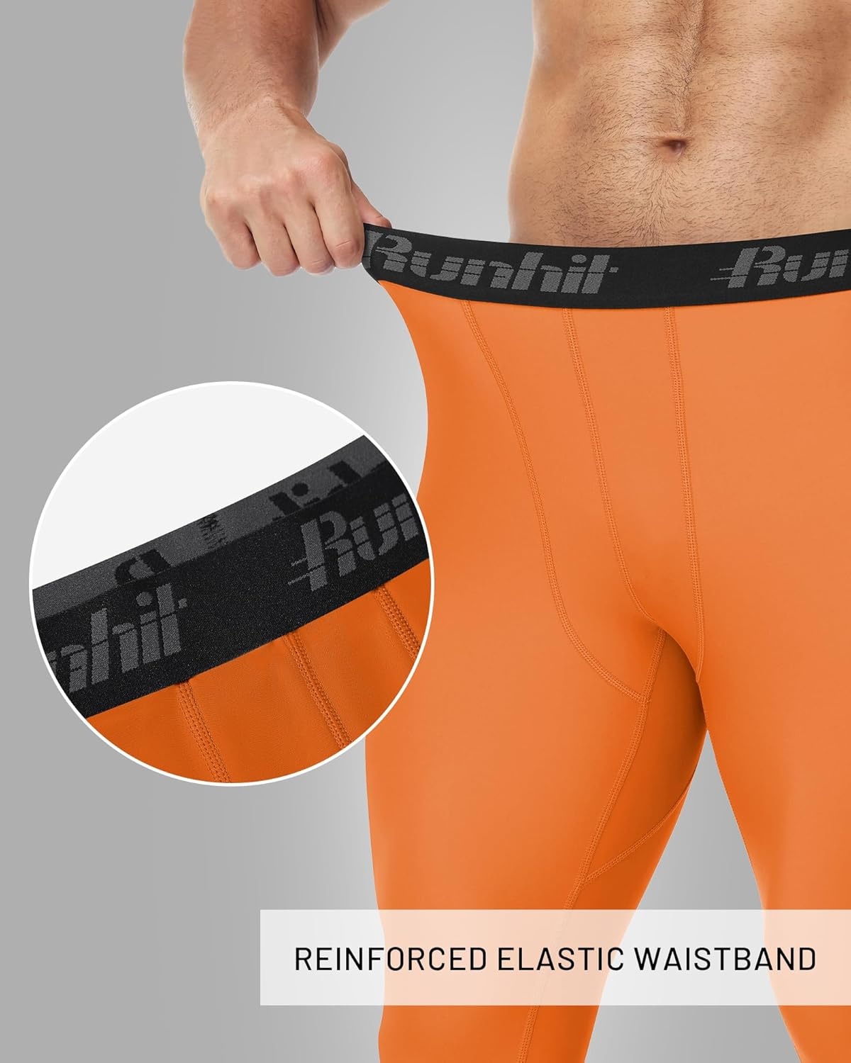 image:imageRunhit Mens BJJ Rash Guard Jiu Jitsu Compression Spats Pants No Gi MMA Leggings Martial Arts Sports Tights Base LayerOrange