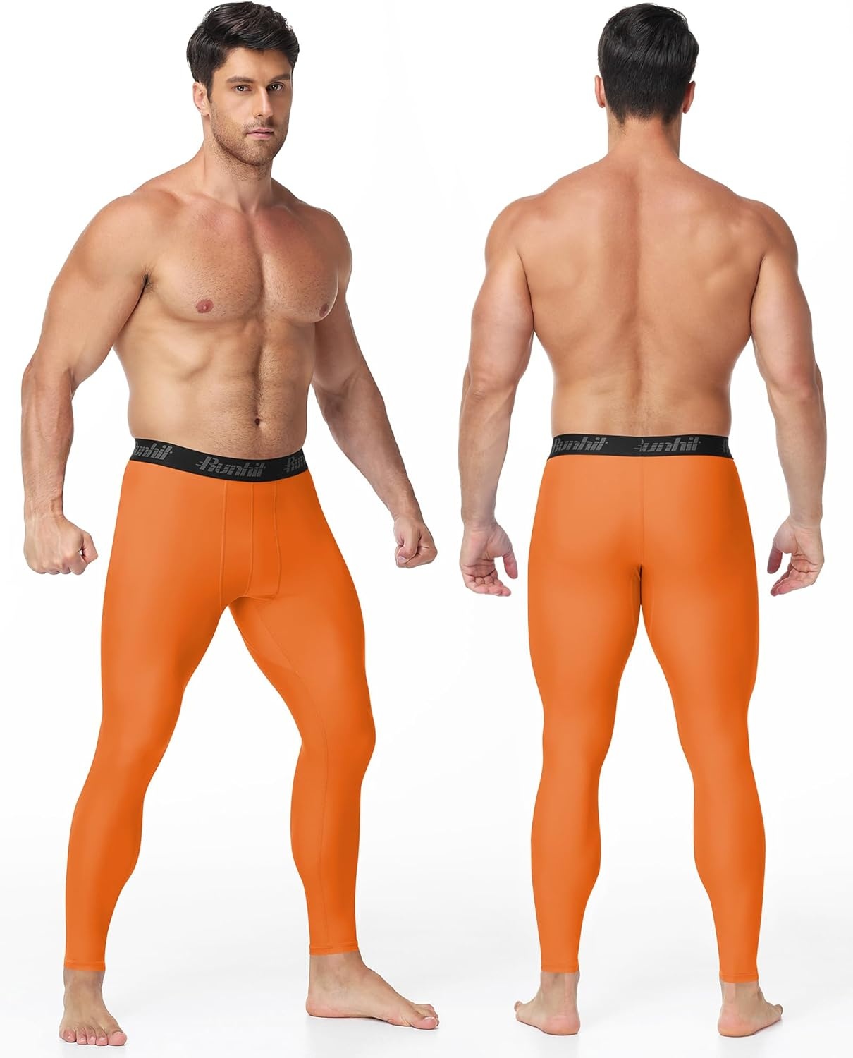 image:imageRunhit Mens BJJ Rash Guard Jiu Jitsu Compression Spats Pants No Gi MMA Leggings Martial Arts Sports Tights Base LayerOrange