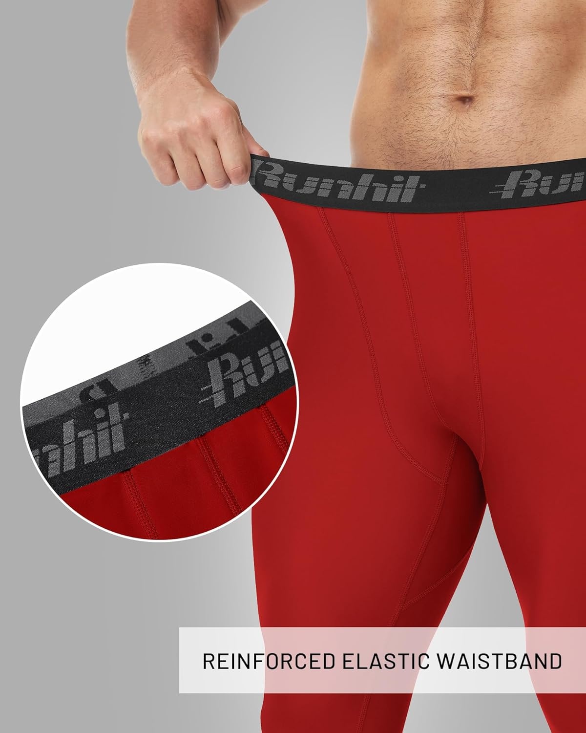 image:imageRunhit Mens BJJ Rash Guard Jiu Jitsu Compression Spats Pants No Gi MMA Leggings Martial Arts Sports Tights Base LayerRed