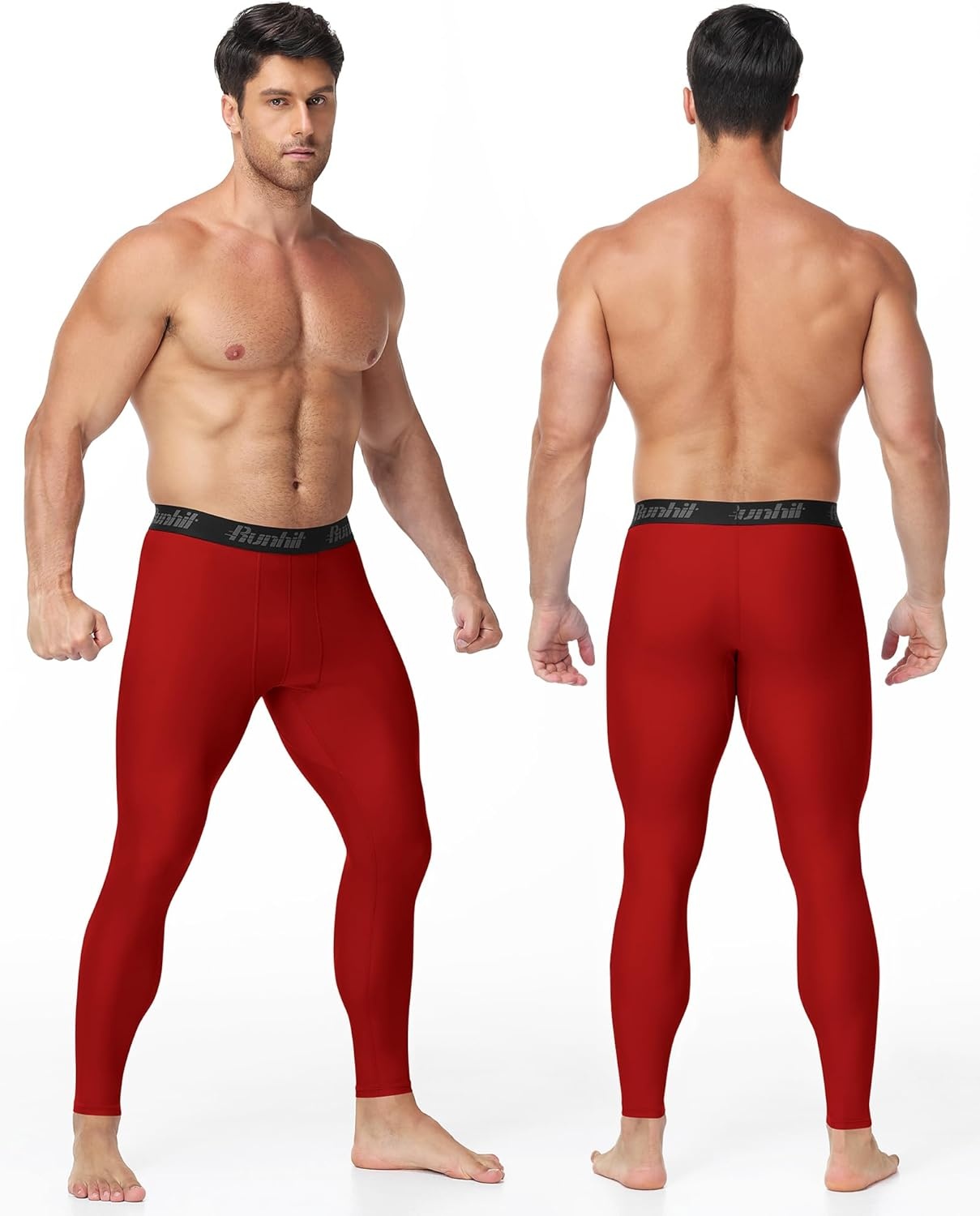 image:imageRunhit Mens BJJ Rash Guard Jiu Jitsu Compression Spats Pants No Gi MMA Leggings Martial Arts Sports Tights Base LayerRed