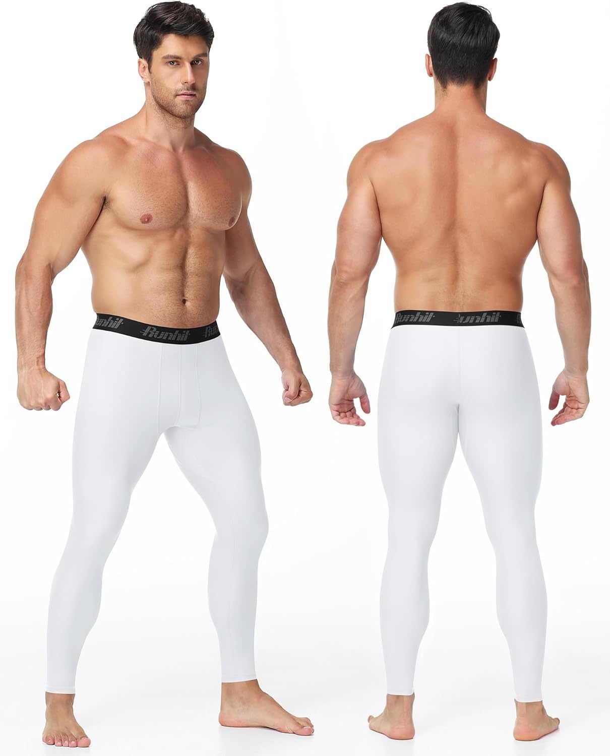 image:imageRunhit Mens BJJ Rash Guard Jiu Jitsu Compression Spats Pants No Gi MMA Leggings Martial Arts Sports Tights Base LayerWhite