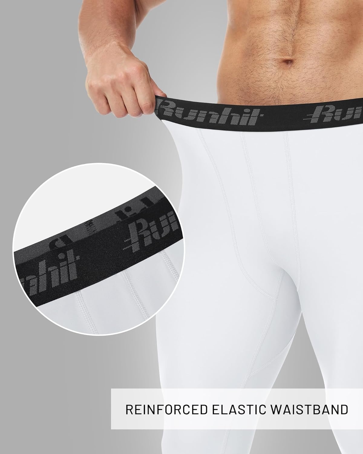 image:imageRunhit Mens BJJ Rash Guard Jiu Jitsu Compression Spats Pants No Gi MMA Leggings Martial Arts Sports Tights Base LayerWhite