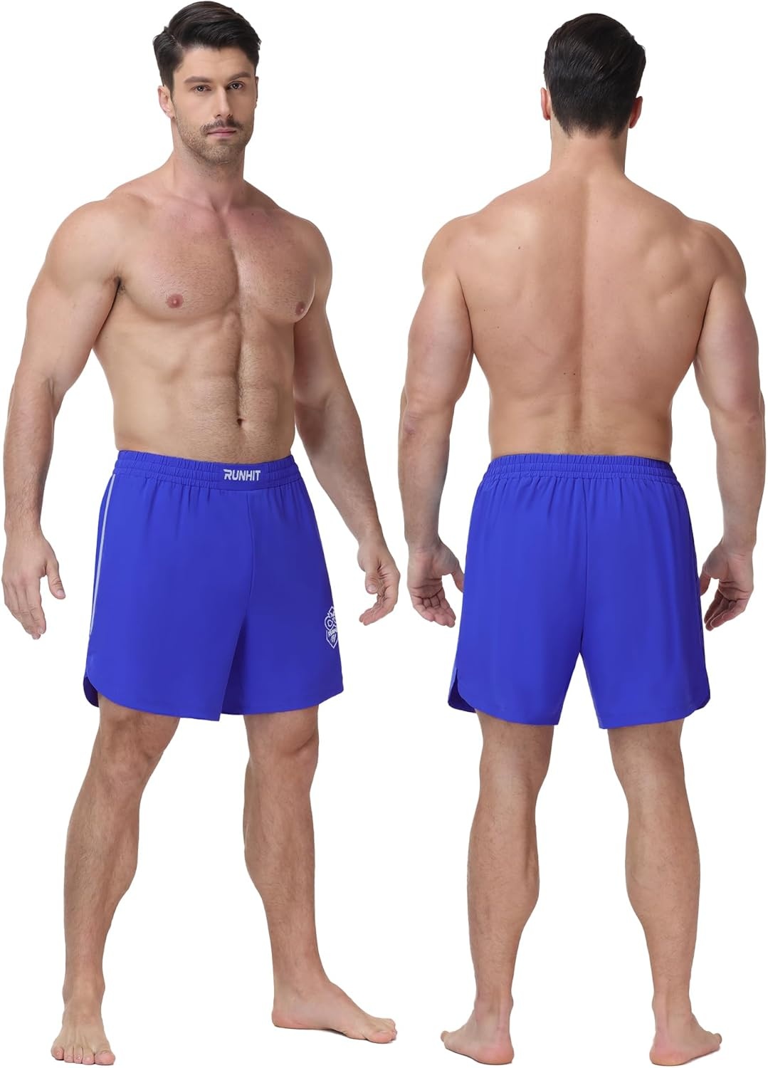 image:imageRunhit Mens BJJ Shorts MMA Fight Shorts for Wrestling Boxing No Gi Jiu Jitsu Muay Thai Training Grappling FightingBlue