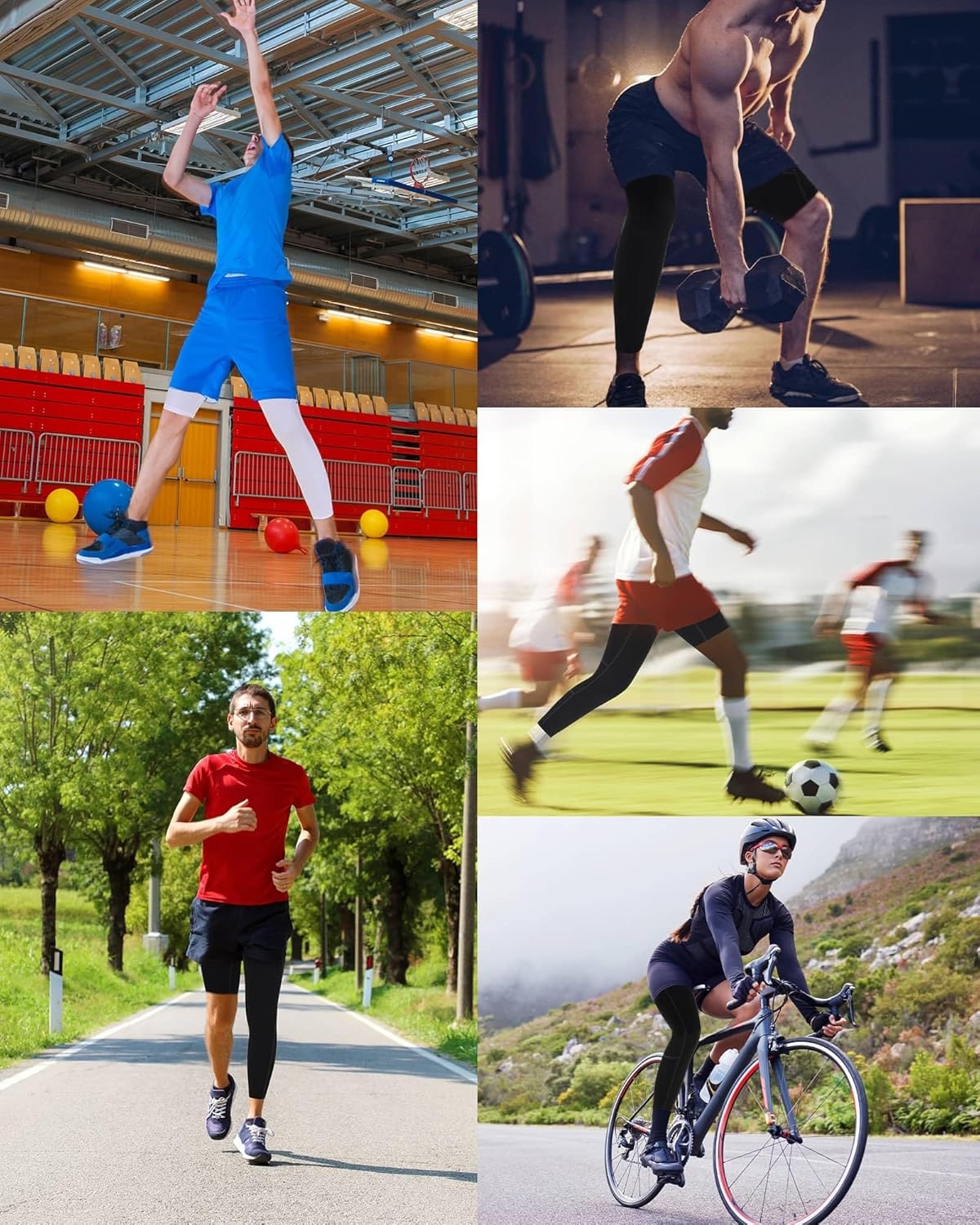 image:imageRunhit Mens Basketball One Leg Compression Tights Full Length Single Leg Compression Pants Sports Base Layer UnderwearBlacknavyleft Long