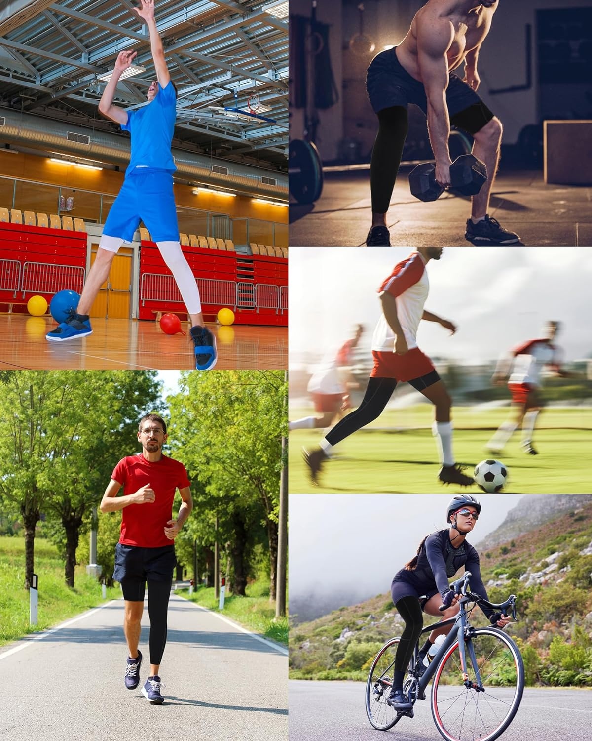 image:imageRunhit Mens Basketball One Leg Compression Tights Full Length Single Leg Compression Pants Sports Base Layer UnderwearWhitewhiteright Long
