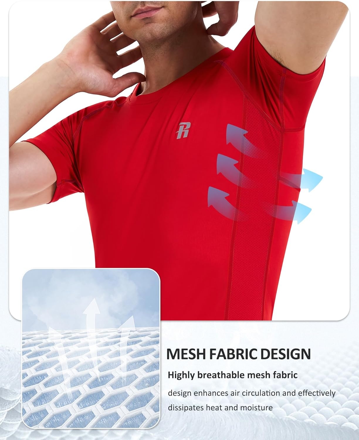 image:imageRunhit Mens Compression Shirts Short Sleeve Athletic T Shirt Cool Dry Workout Tops Sports Base Layer Undershirt3 PackblackGreyRed