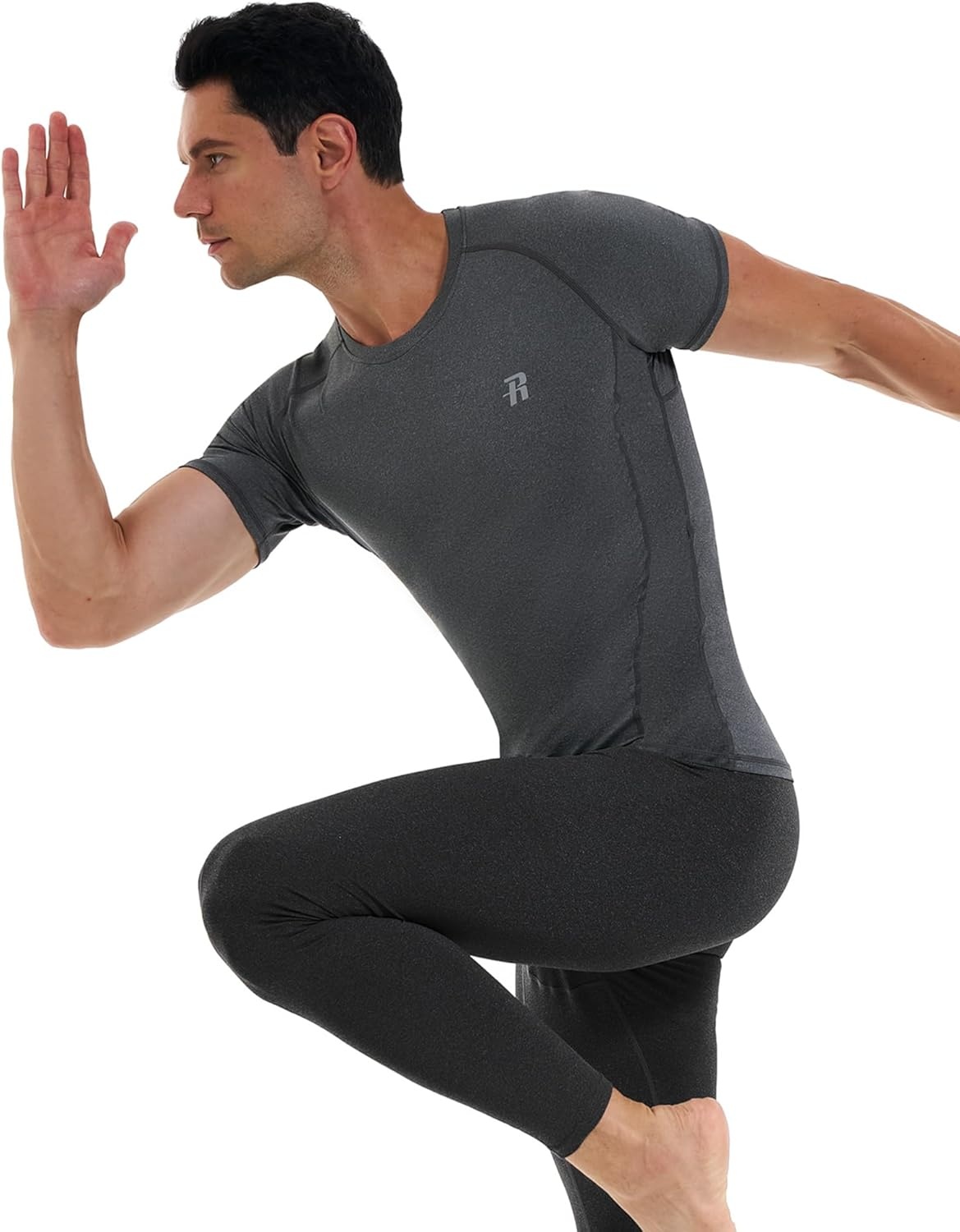 image:imageRunhit Mens Compression Shirts Short Sleeve Athletic T Shirt Cool Dry Workout Tops Sports Base Layer Undershirt3 PackblackWhiteGrey