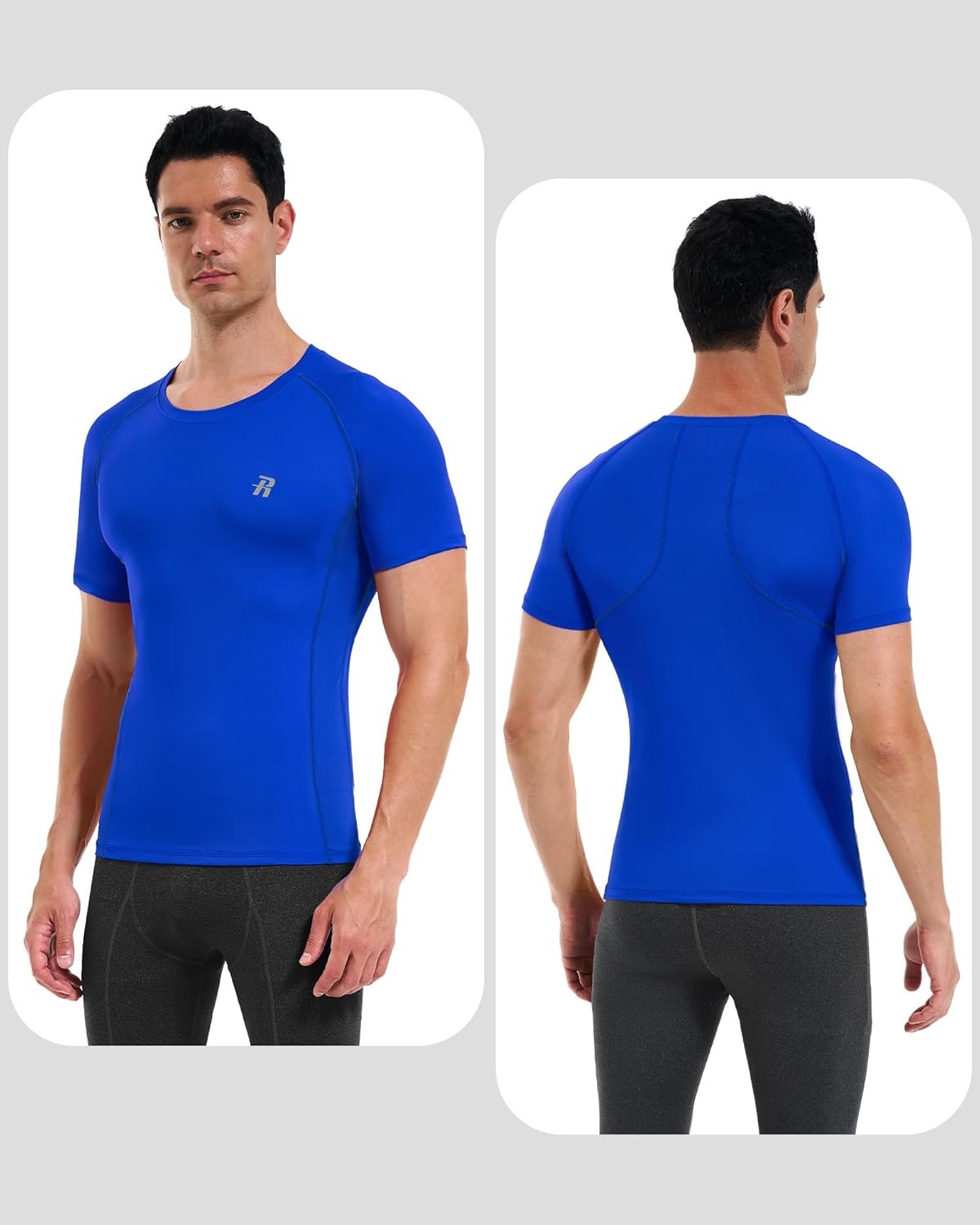 image:imageRunhit Mens Compression Shirts Short Sleeve Athletic T Shirt Cool Dry Workout Tops Sports Base Layer Undershirt3 PackblackWhiteRoyal Blue