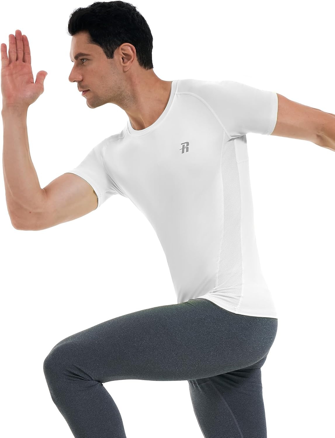 image:imageRunhit Mens Compression Shirts Short Sleeve Athletic T Shirt Cool Dry Workout Tops Sports Base Layer Undershirt3 PackwhiteWhiteWhite